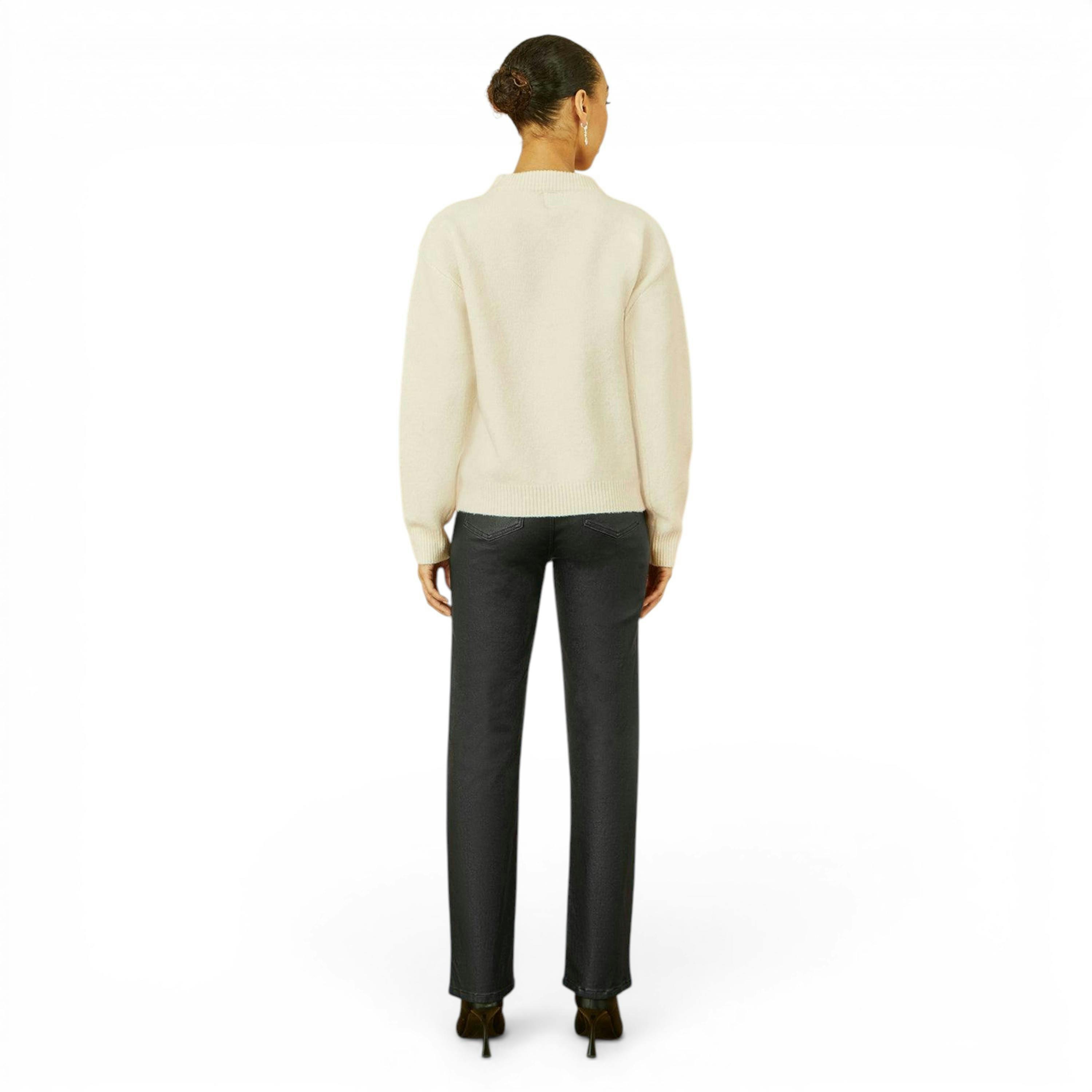 Yumi Cream Relaxed Knitted Jumper With Sequin Detail , view 4 of 5