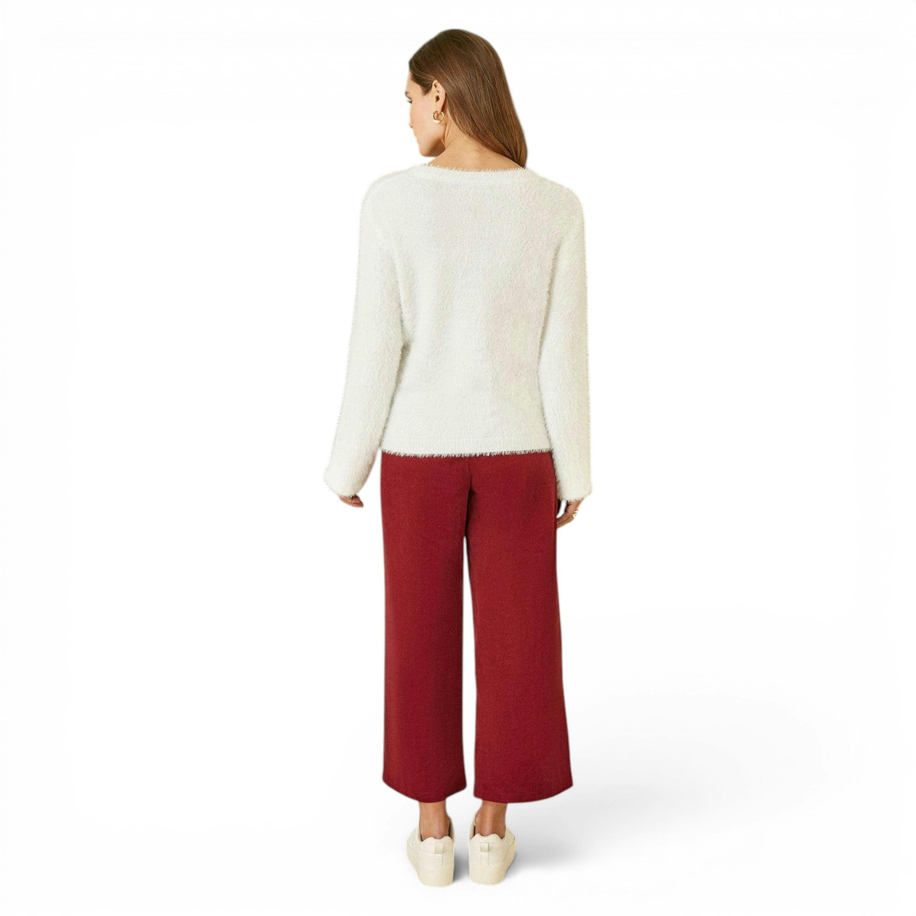 Yumi Ivory Sequin Snowflake Fluffy Jumper , view 3 of 4