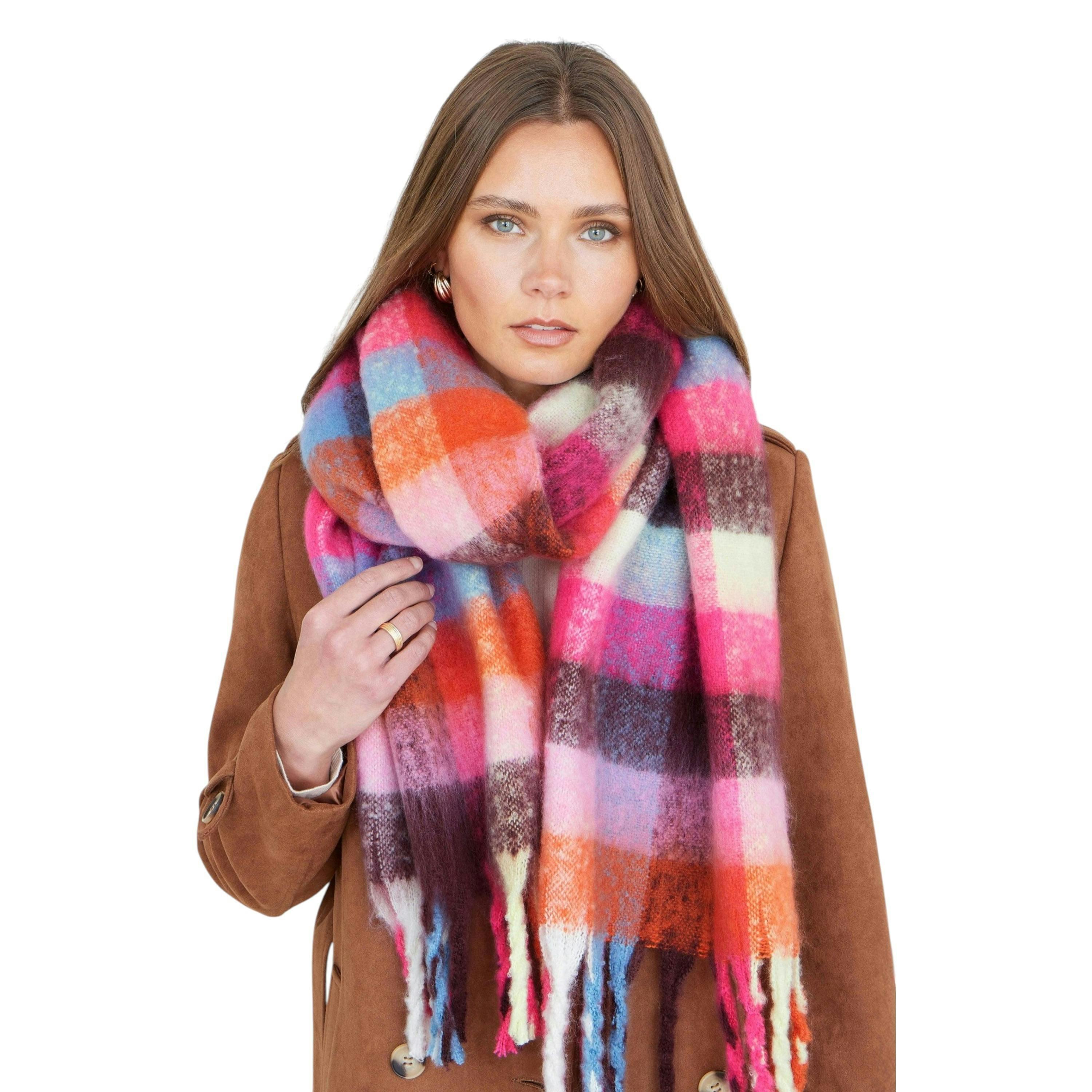 Yumi Colour Block Super Fluffy Scarf , view 1 of 2