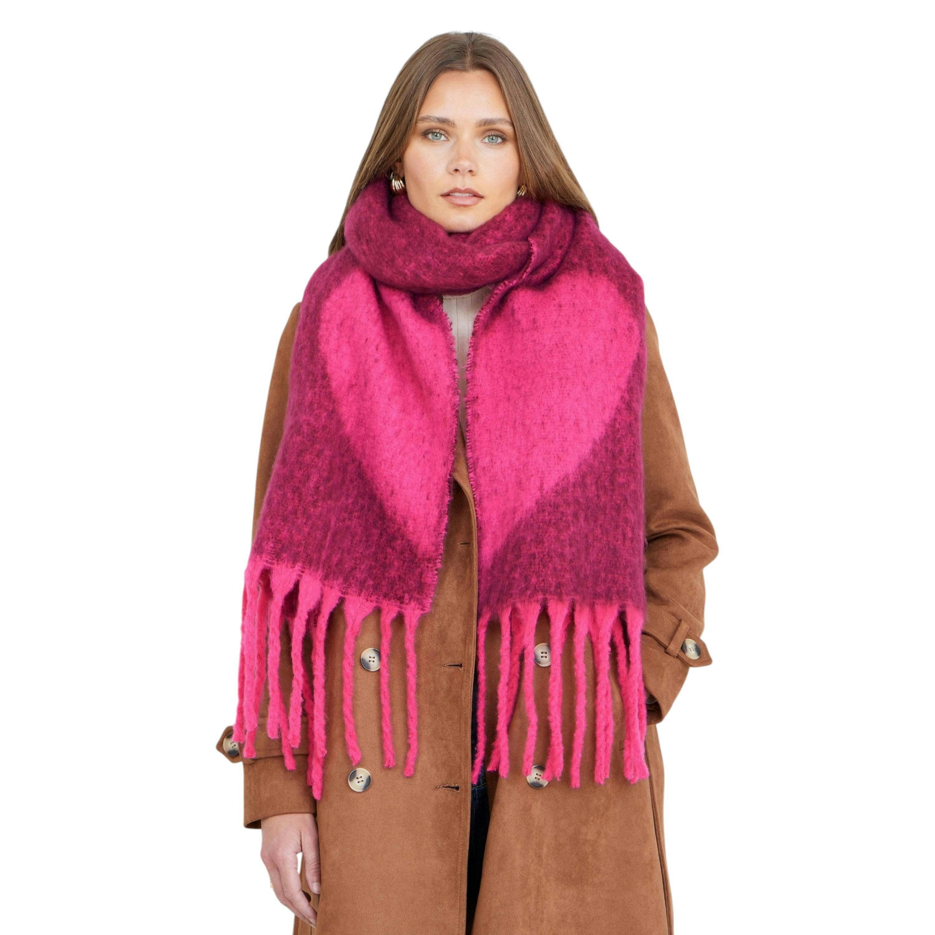 Yumi Pink Heart Super Fluffy Scarf , view 1 of 1