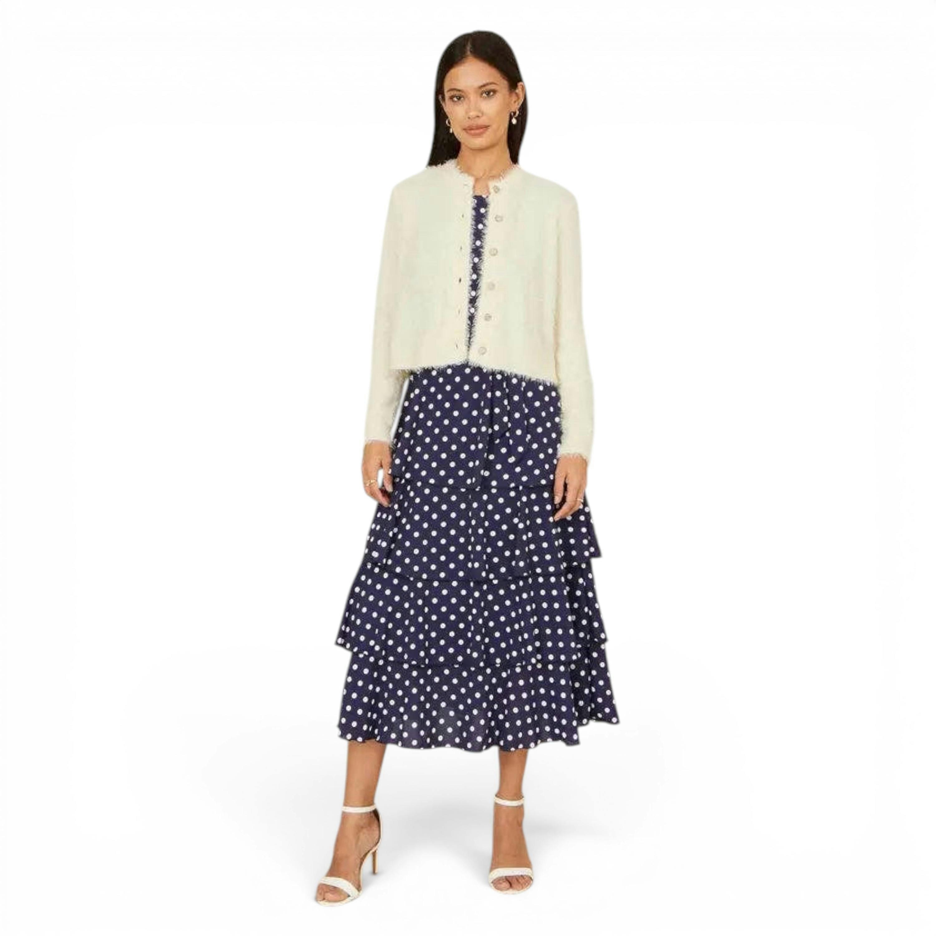 Yumi Ivory Eyelash Knit Cropped Cardigan , view 4 of 5