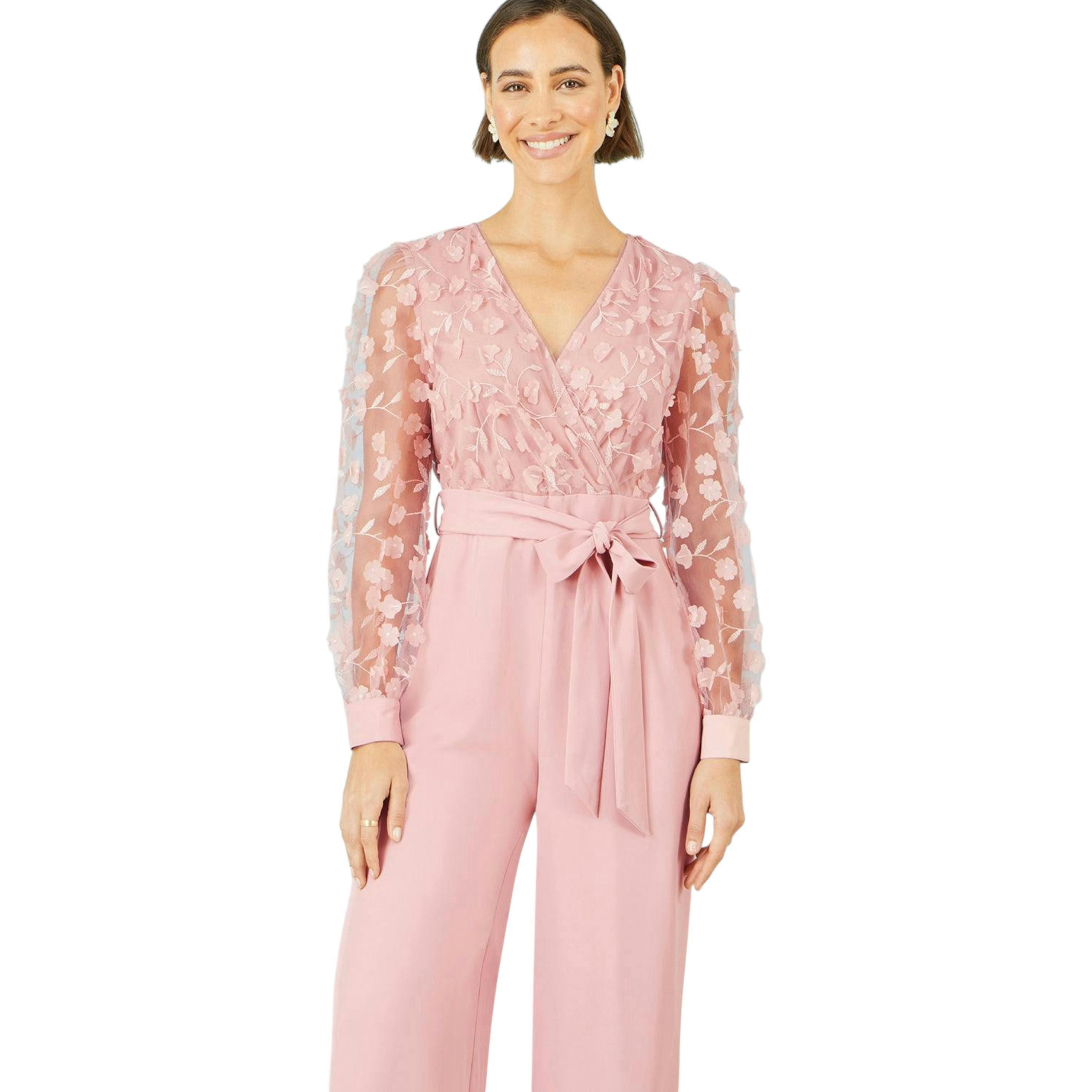 Yumi Pink Flower Applique Jumpsuit , view 1 of 6
