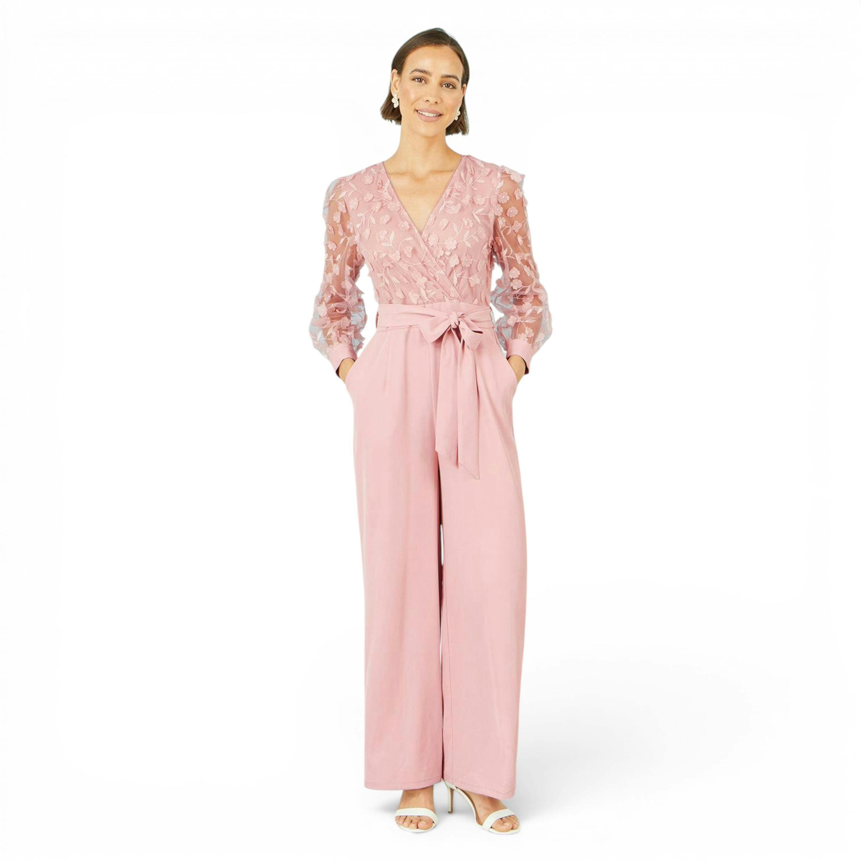 Yumi Pink Flower Applique Jumpsuit , view 2 of 6