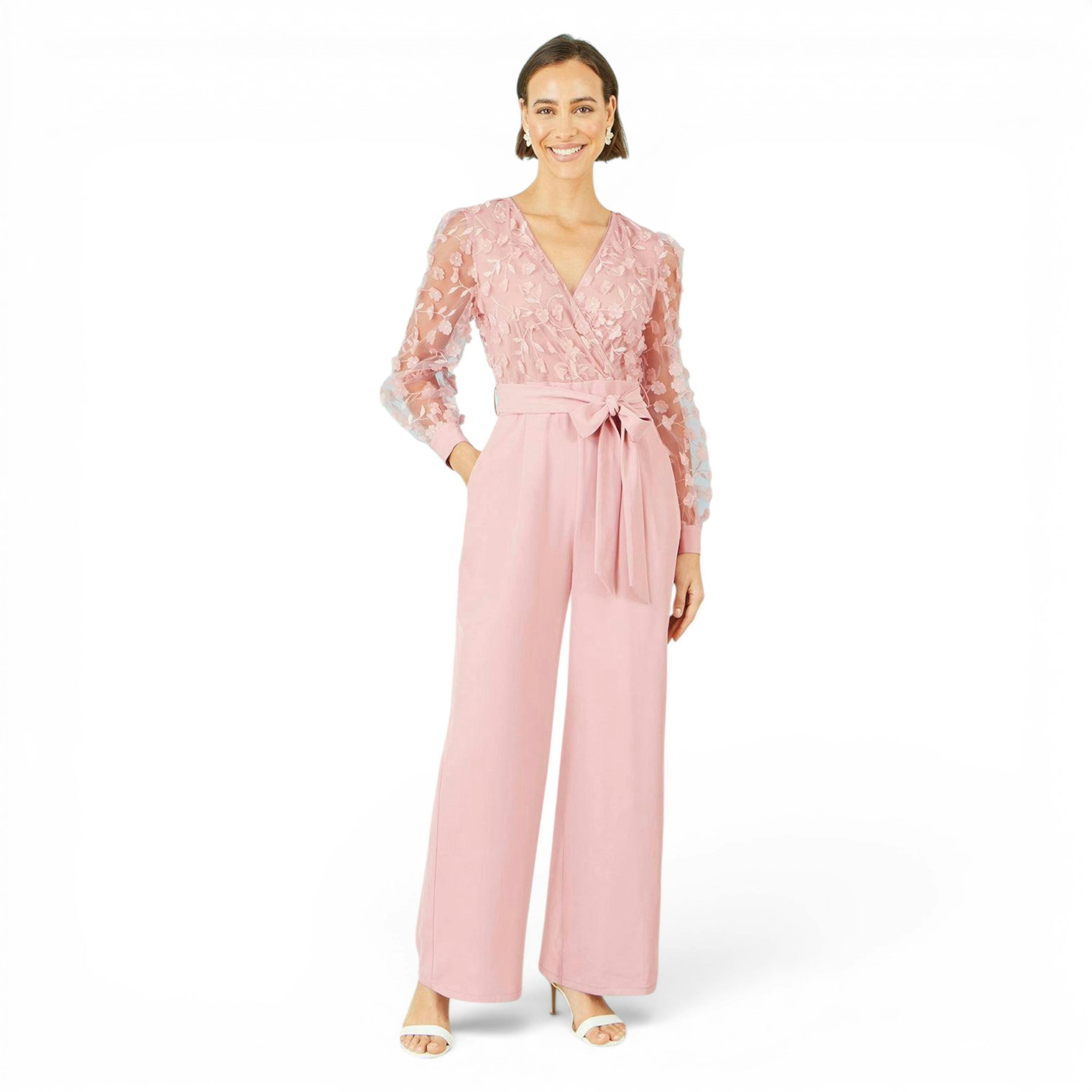 Yumi Pink Flower Applique Jumpsuit , view 6 of 6