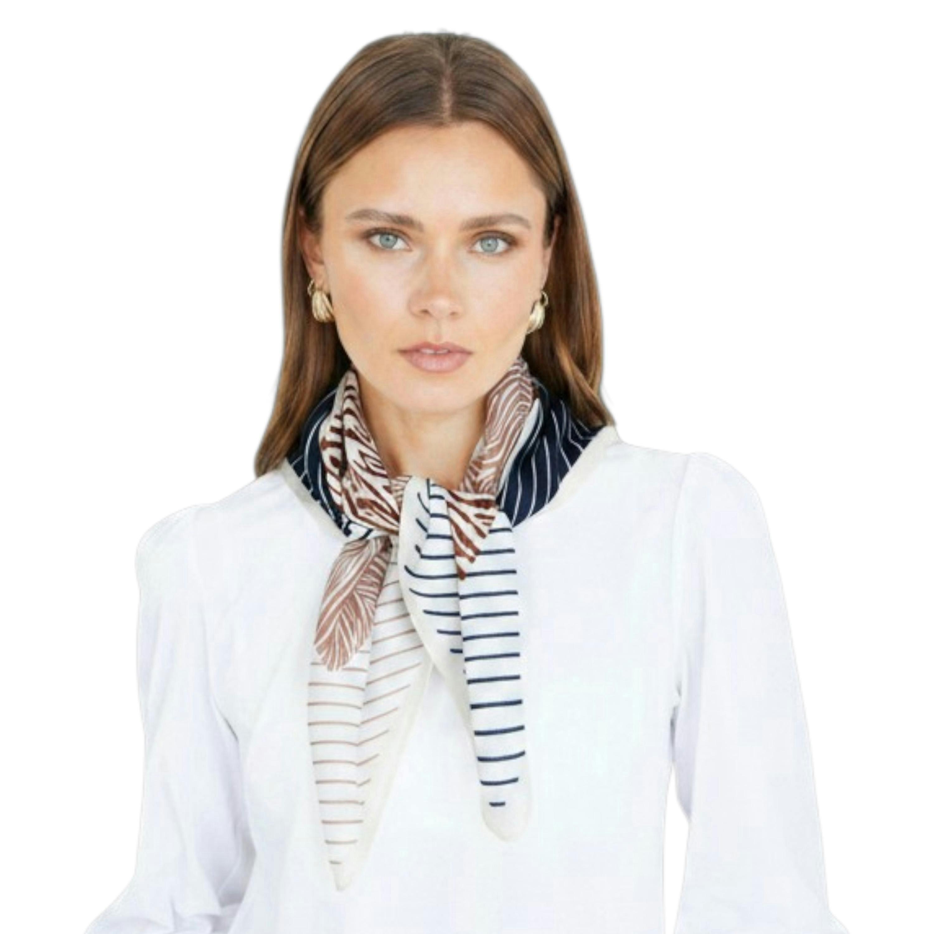 Yumi Multicolour Viscose Stripe Pattern Scarf , view 1 of 3