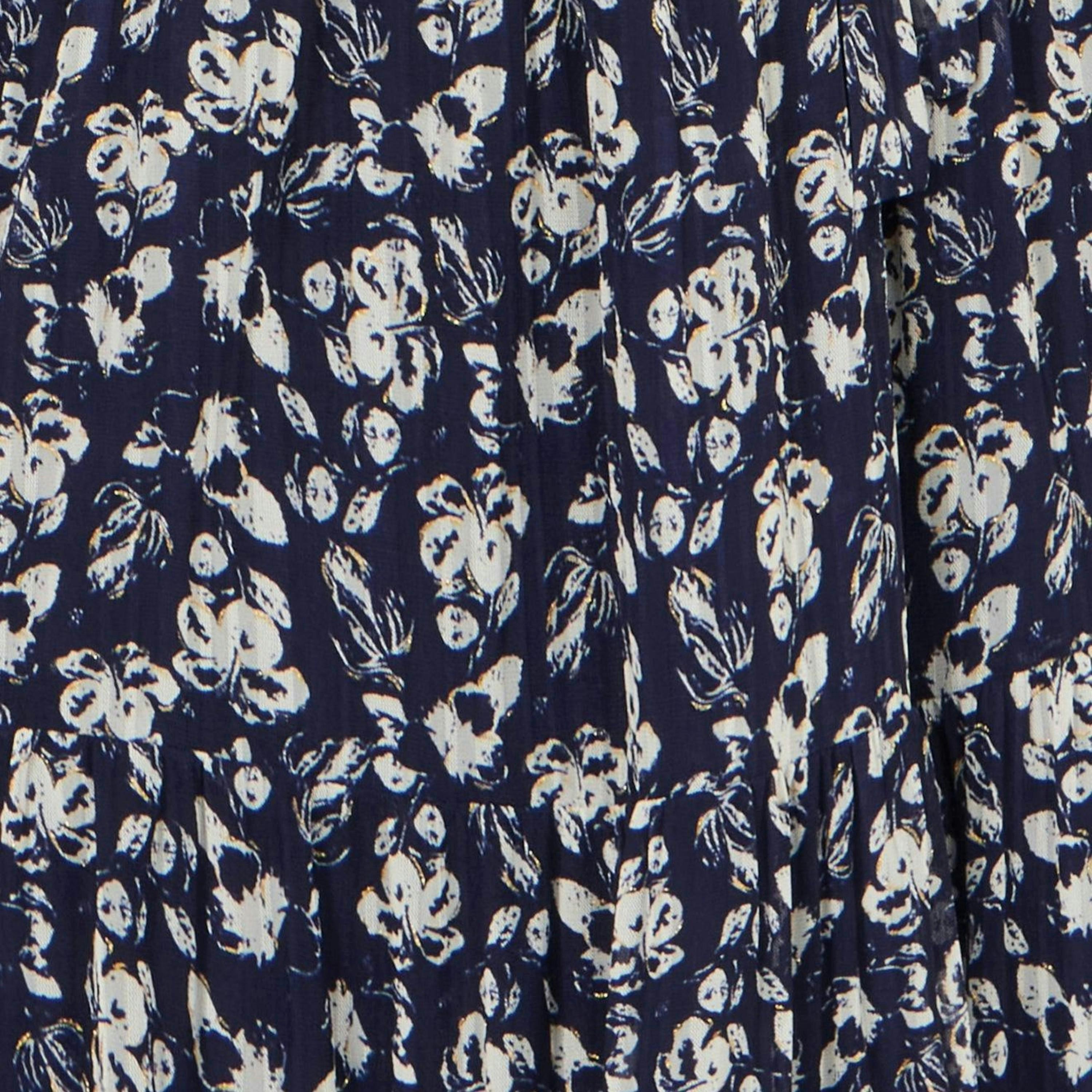 Yumi Navy Floral Mesh Wrap Dress , view 6 of 6