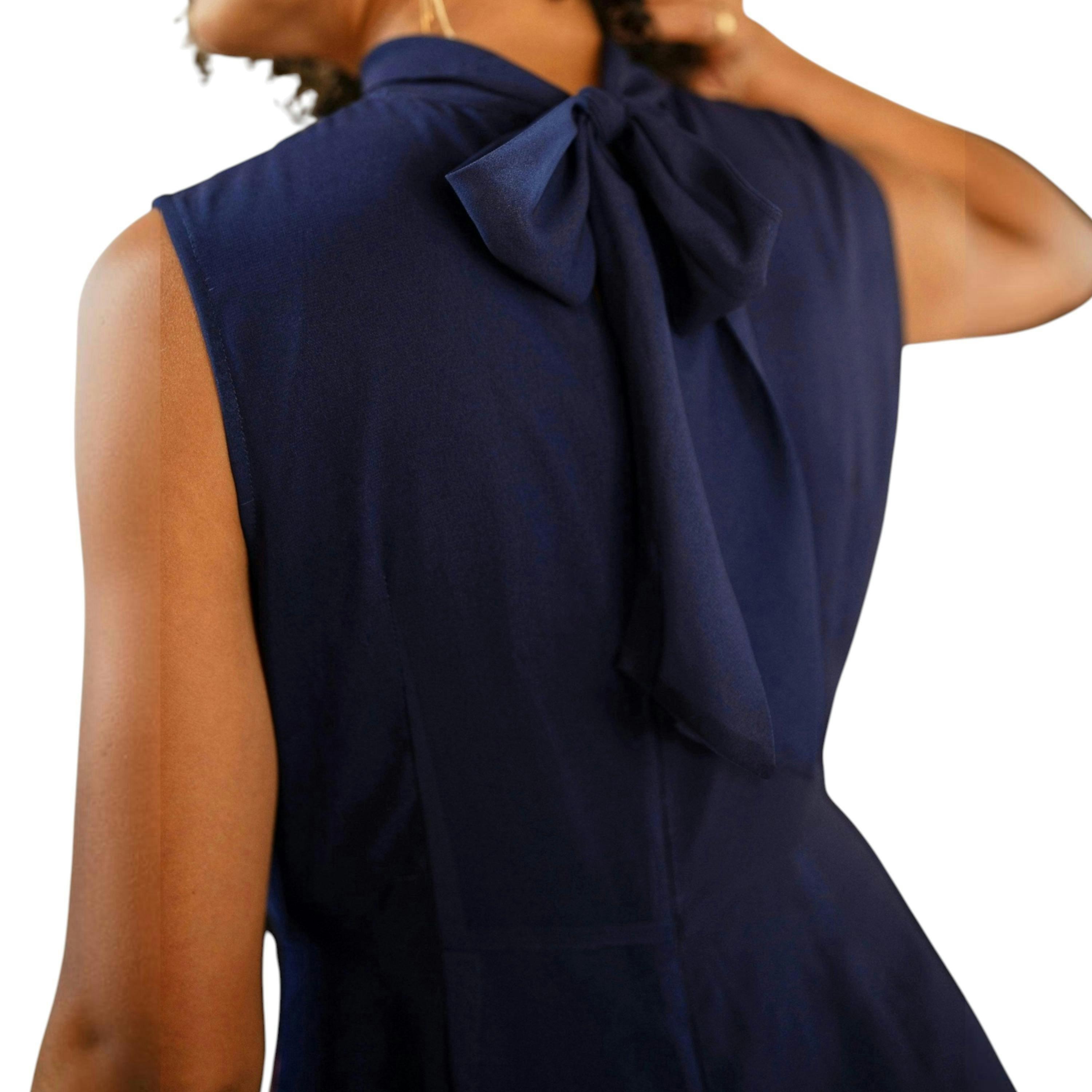 Yumi Navy Flower Halter Neck Maxi Dress , view 4 of 6