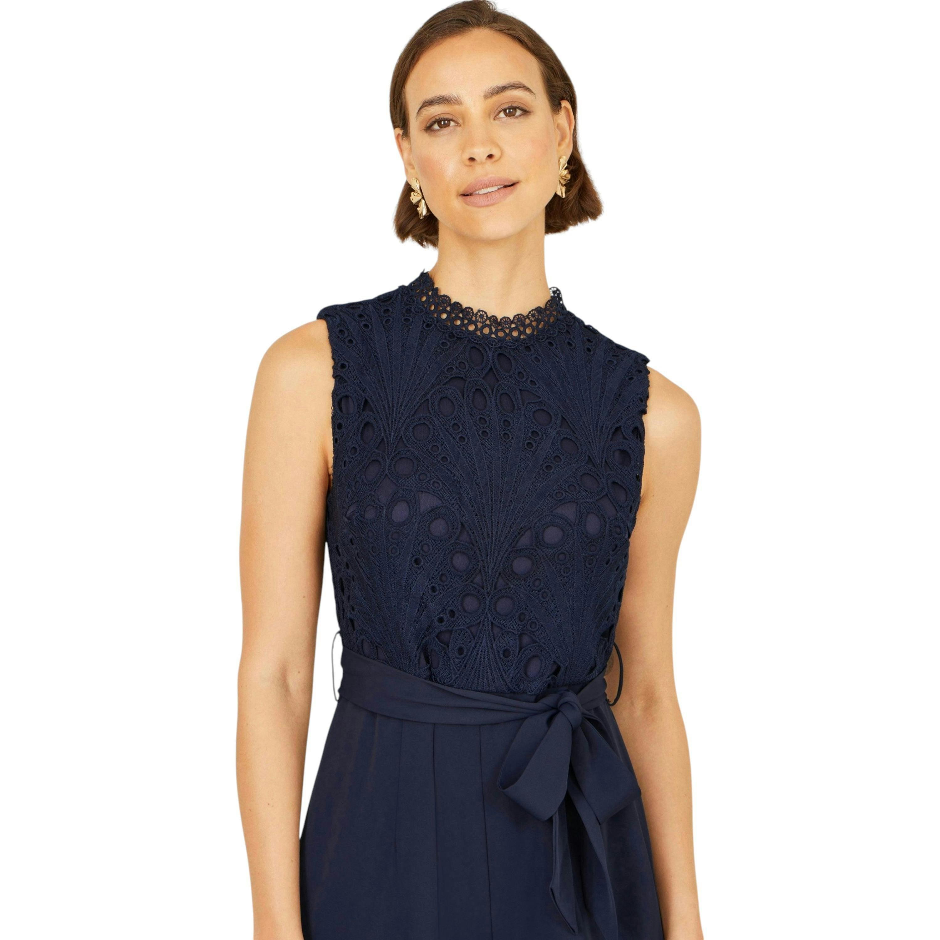 Yumi Navy Lace Sleeveless Jumpsuit , view 2 of 6
