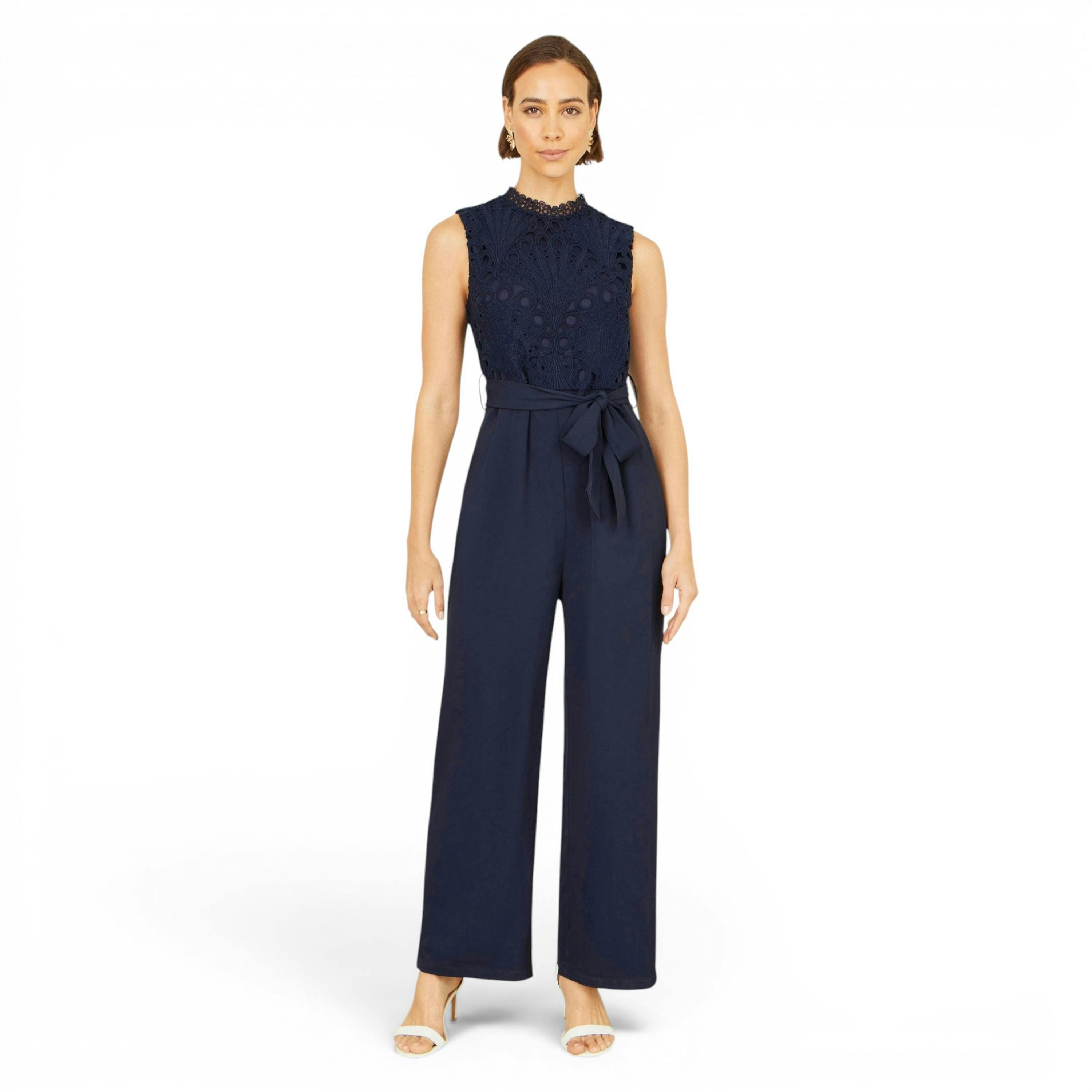 Yumi Navy Lace Sleeveless Jumpsuit , view 5 of 6