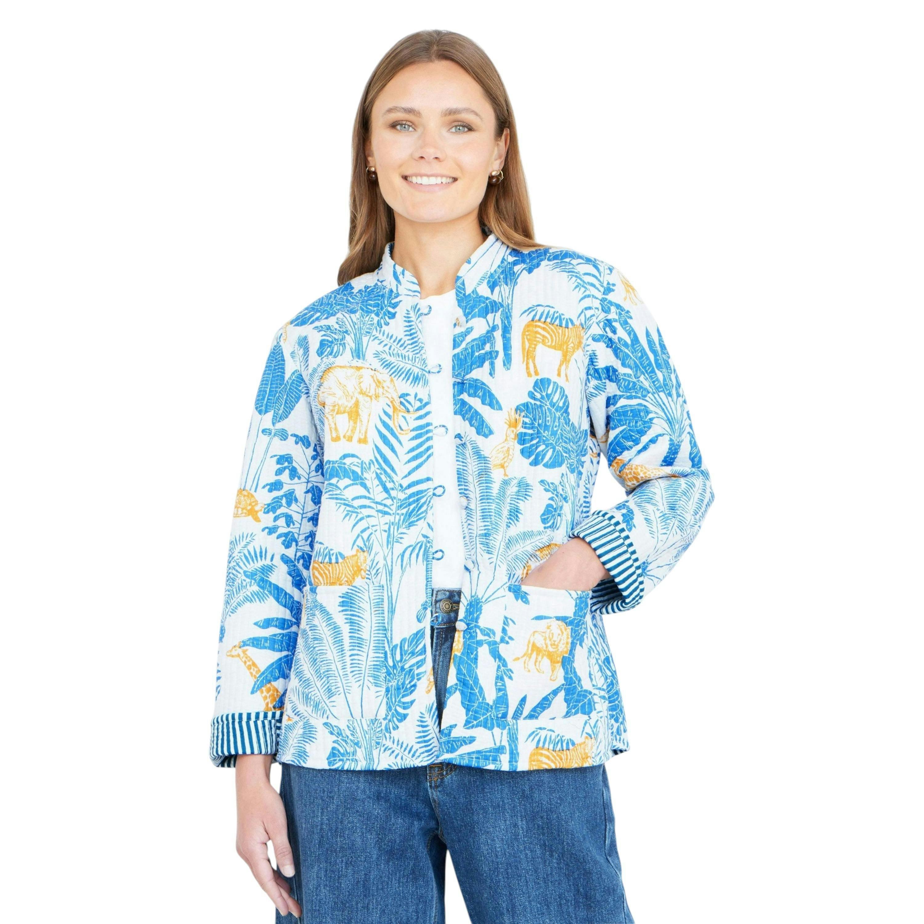 Yumi Blue Jungle Reversible Cotton Quilted Jacket , view 5 of 6