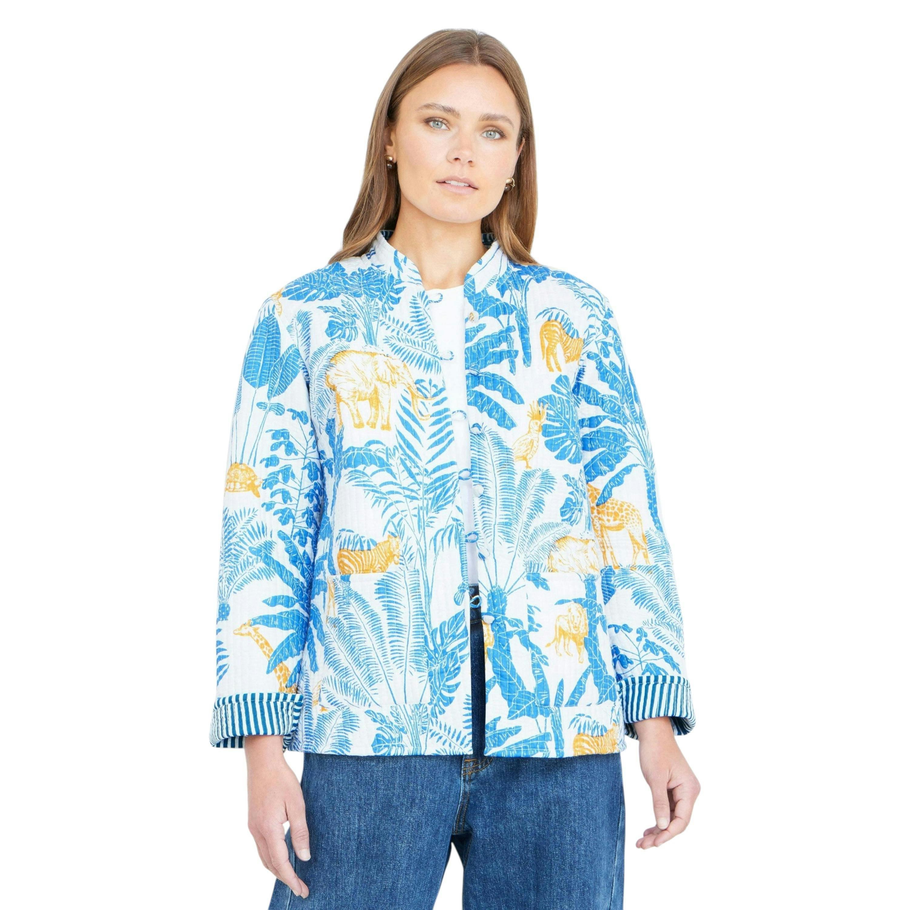 Yumi Blue Jungle Reversible Cotton Quilted Jacket , view 6 of 6