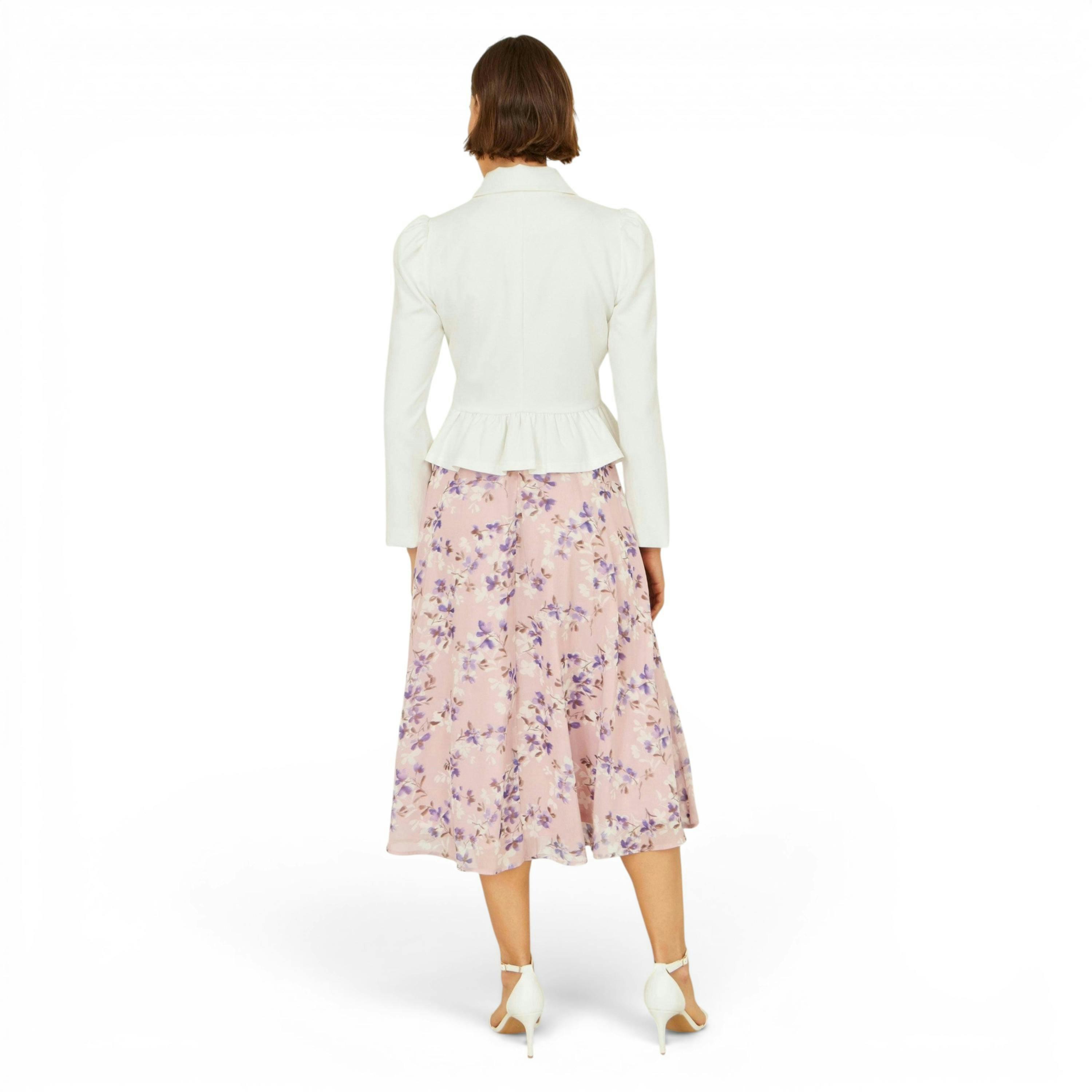 Yumi White Peplum Fitted Jacket , view 4 of 6