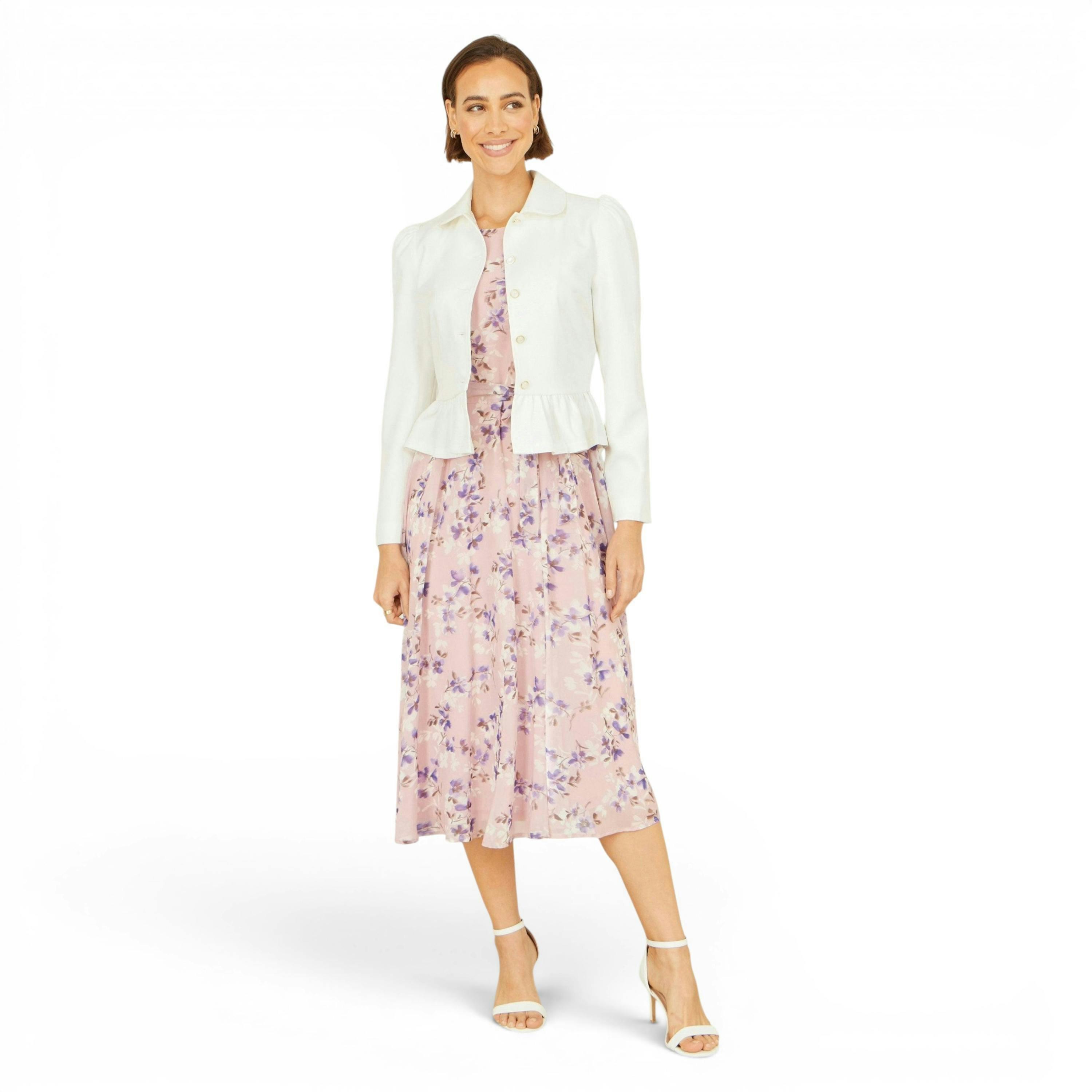 Yumi White Peplum Fitted Jacket , view 5 of 6