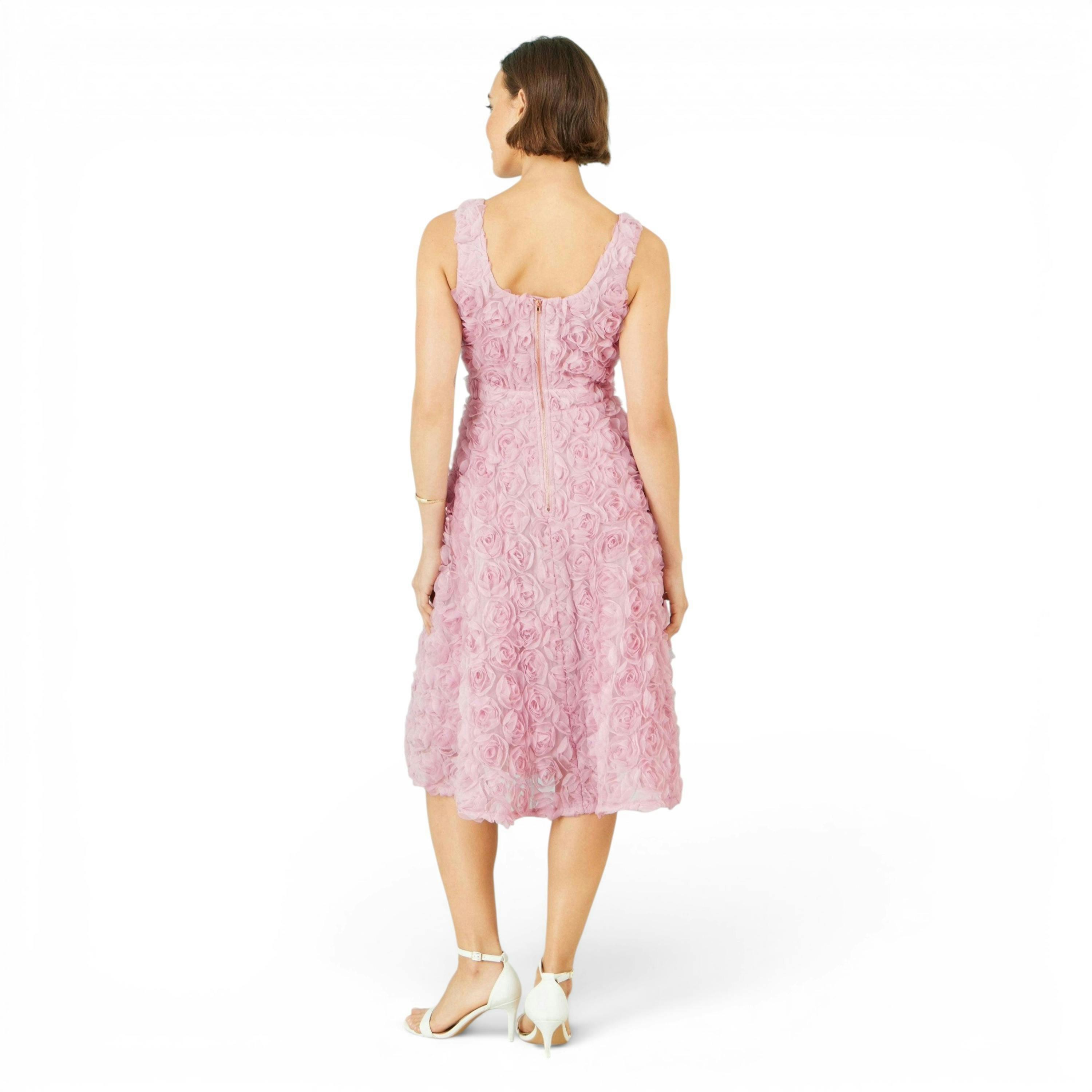 Yumi Pink Applique Floral Skater Dress , view 4 of 6