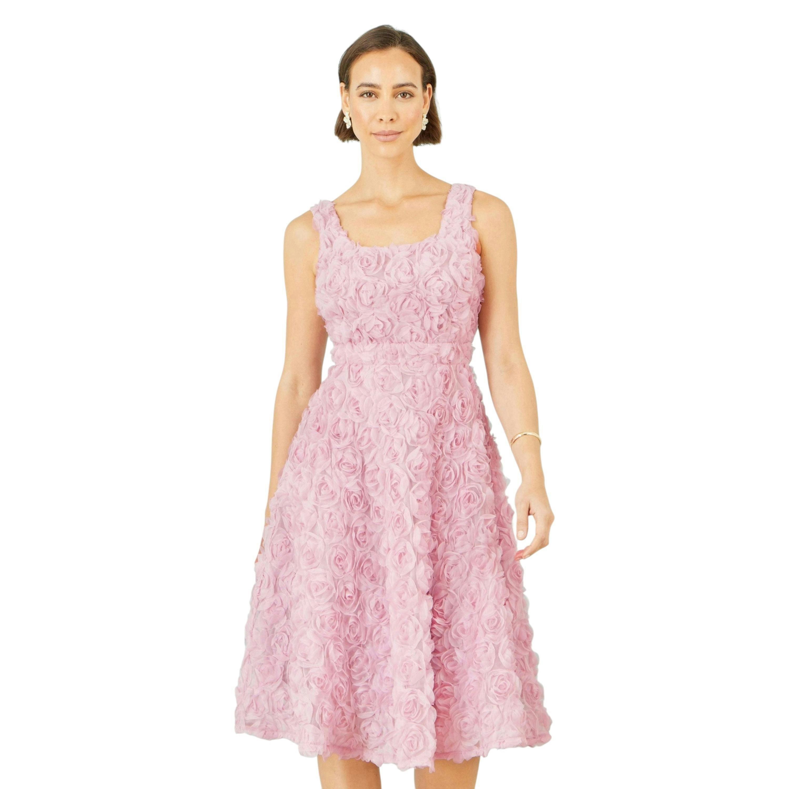 Yumi Pink Applique Floral Skater Dress , view 5 of 6