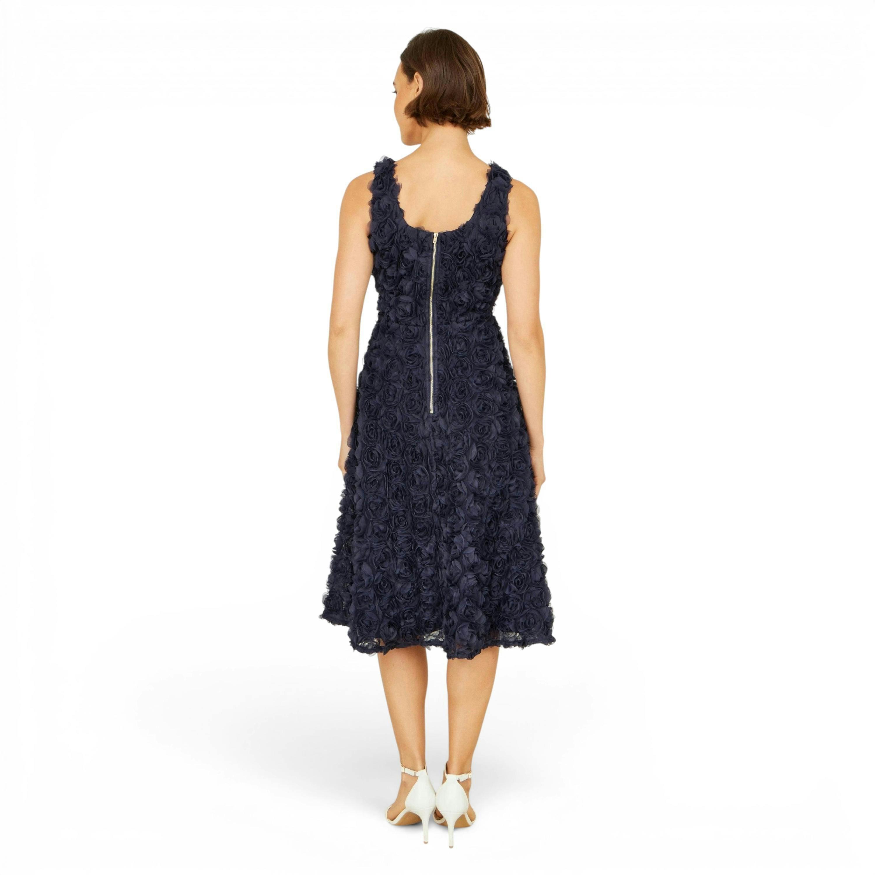 Yumi Navy Applique Floral Skater Dress , view 4 of 6