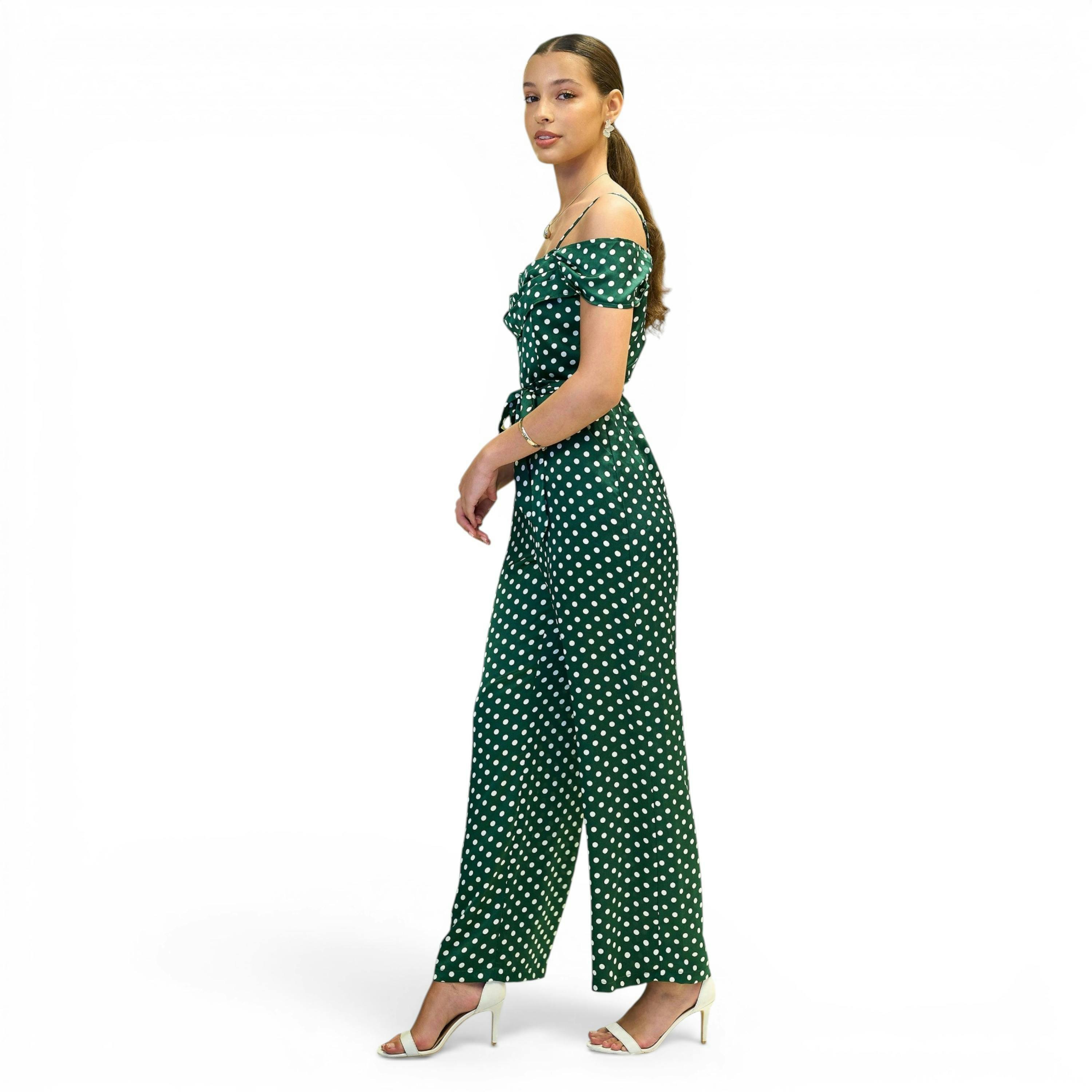 Yumi Green Spot Bardot Jumpsuit , view 5 of 6