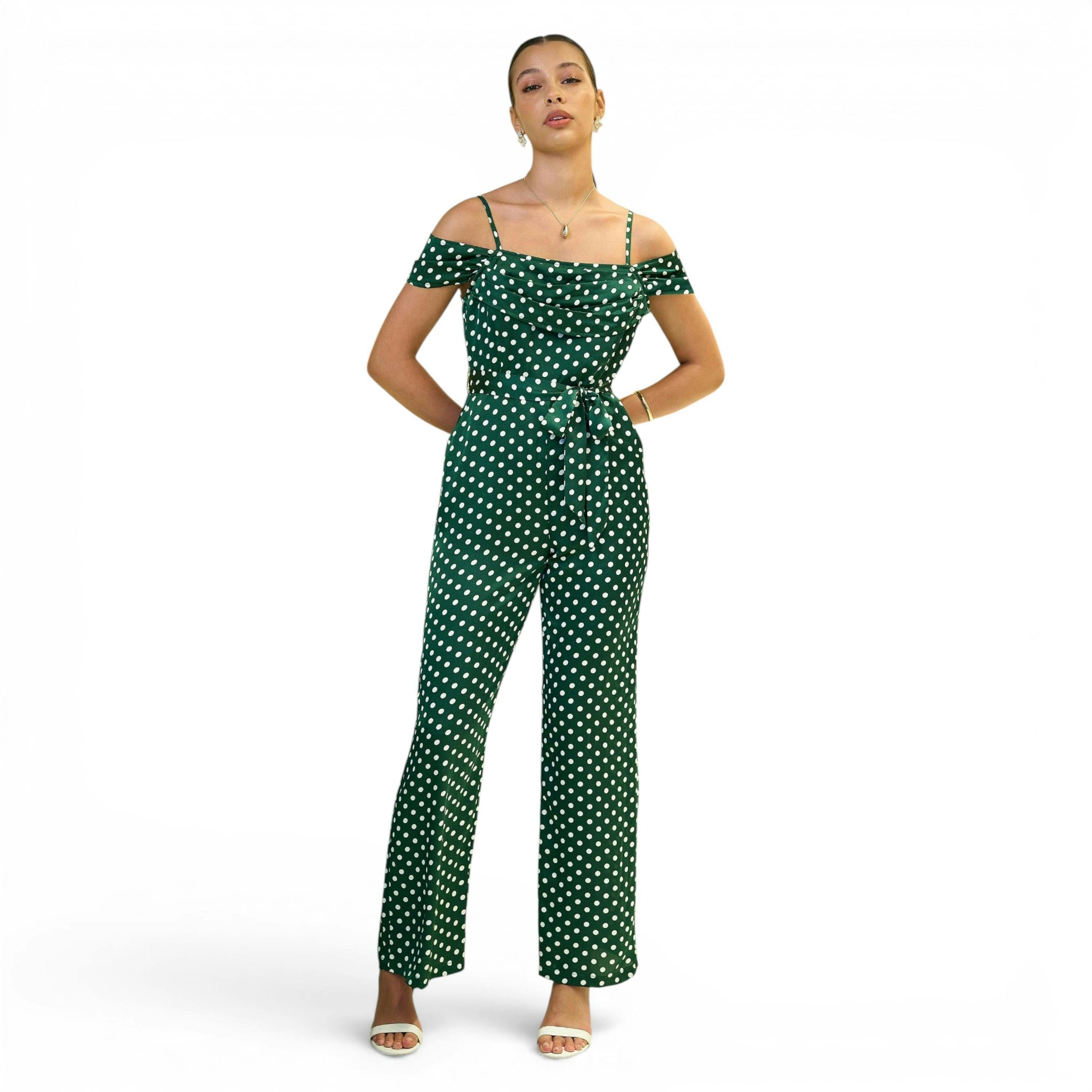 Yumi Green Spot Bardot Jumpsuit , view 6 of 6