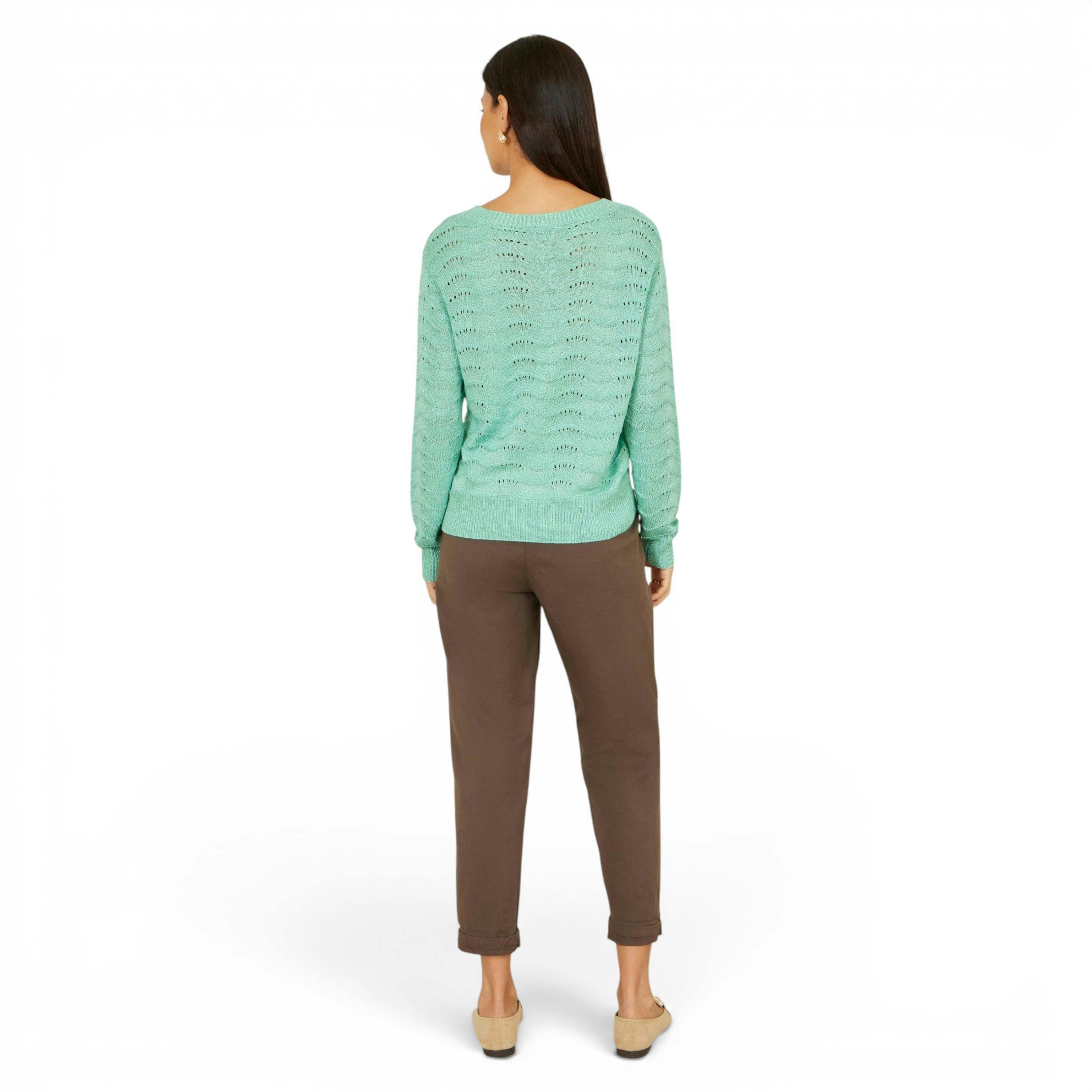 Yumi Aqua Wave Metallic Thread Relaxed Jumper , view 3 of 6