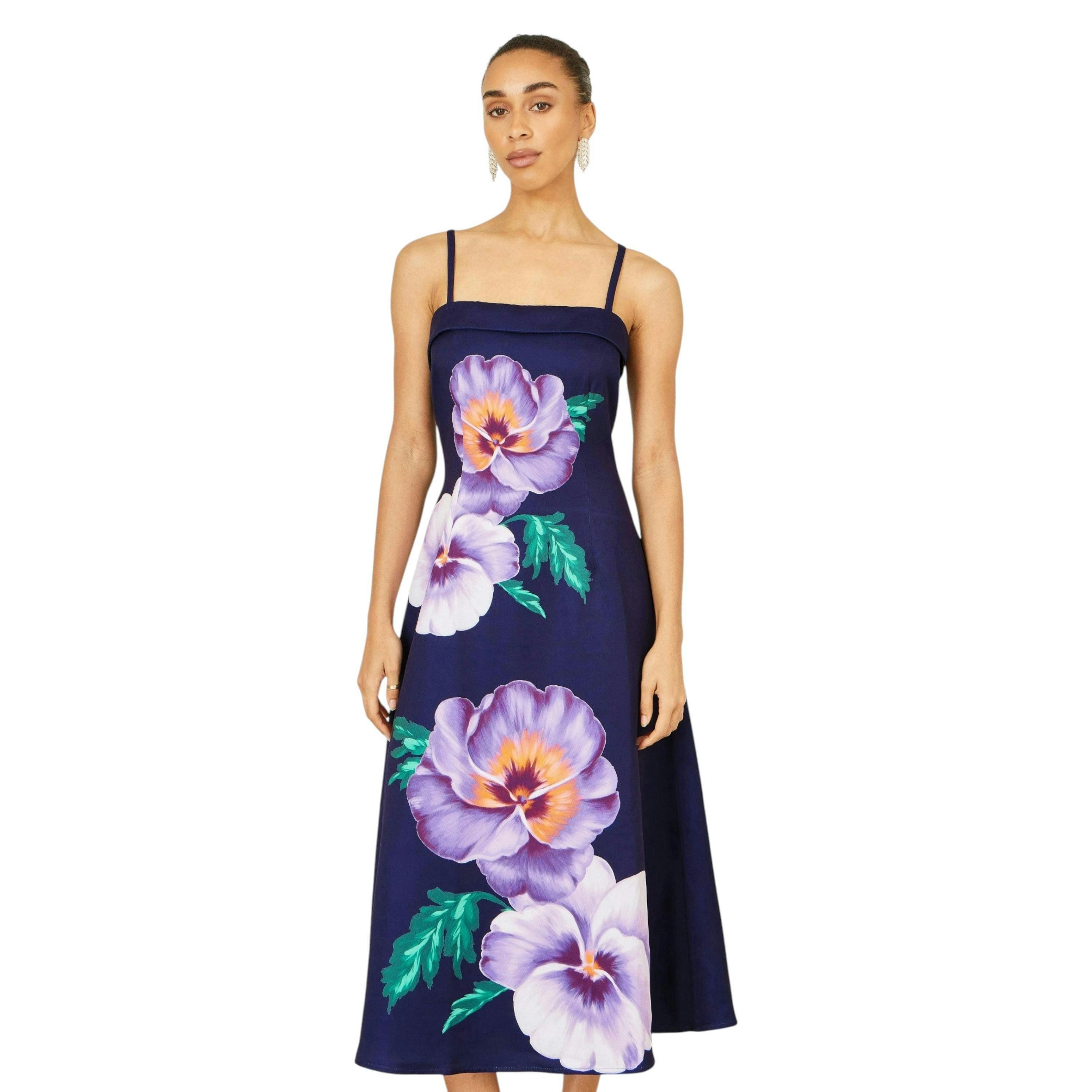 Yumi Navy Pansy Strappy Midi Dress , view 3 of 6