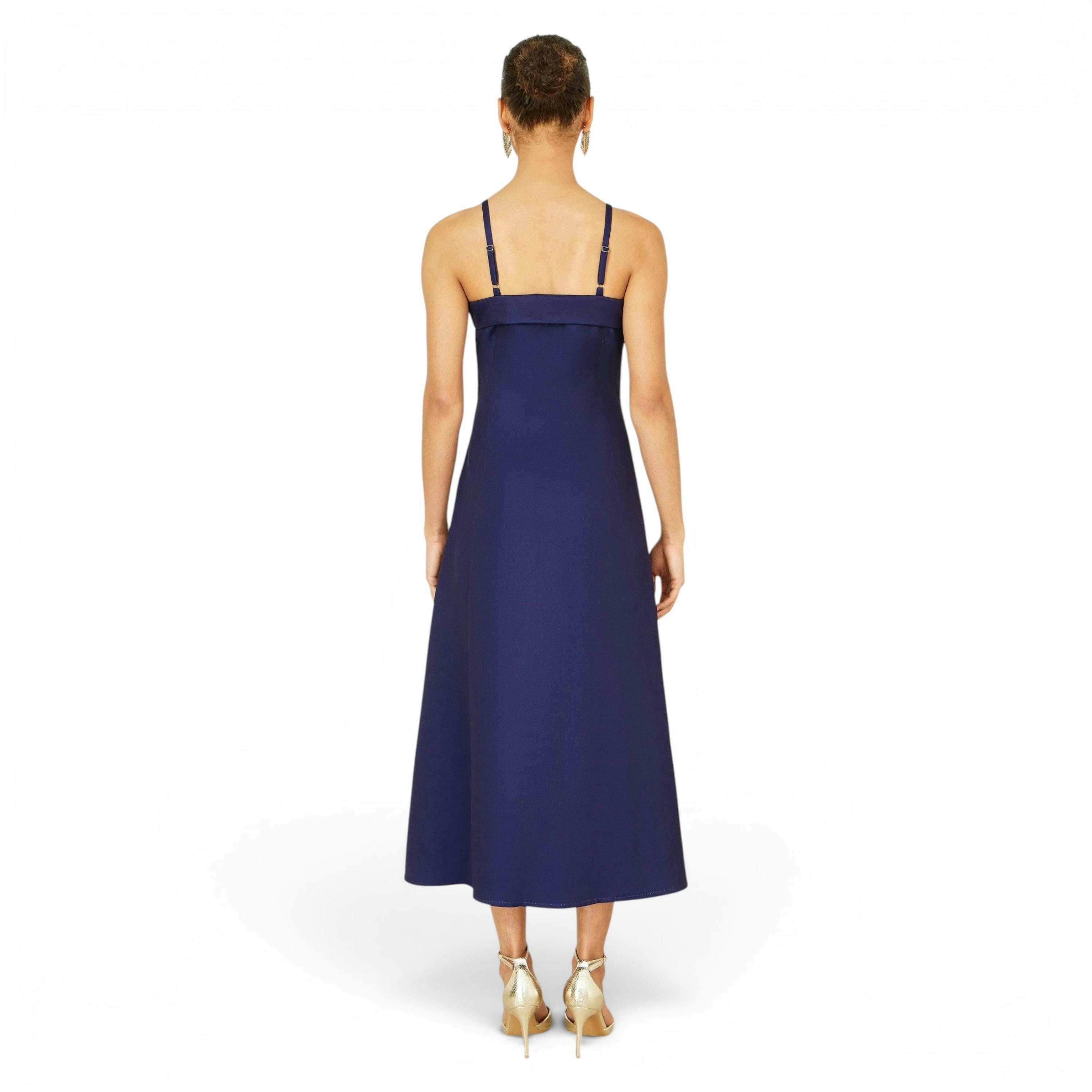 Yumi Navy Pansy Strappy Midi Dress , view 5 of 6