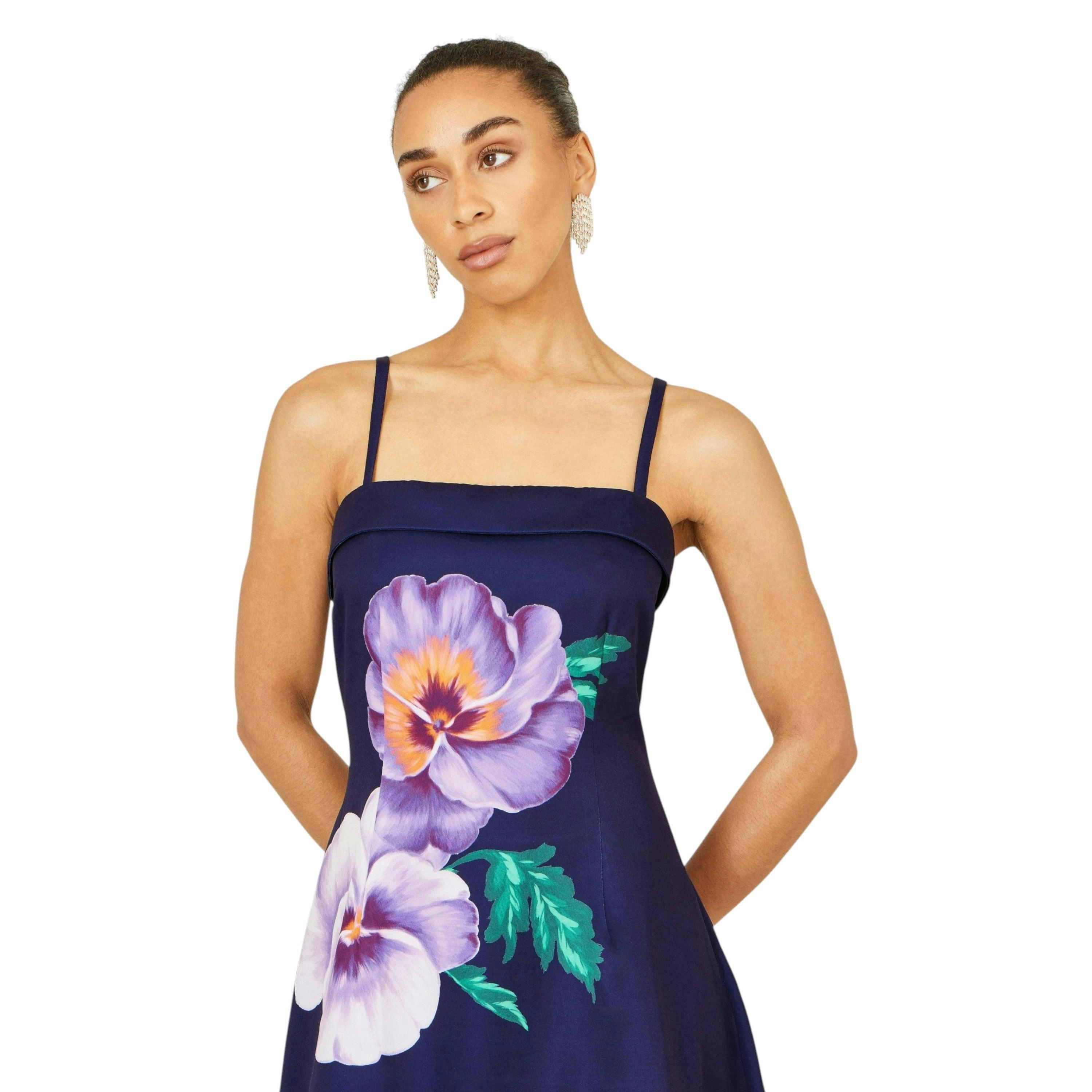 Yumi Navy Pansy Strappy Midi Dress , view 6 of 6