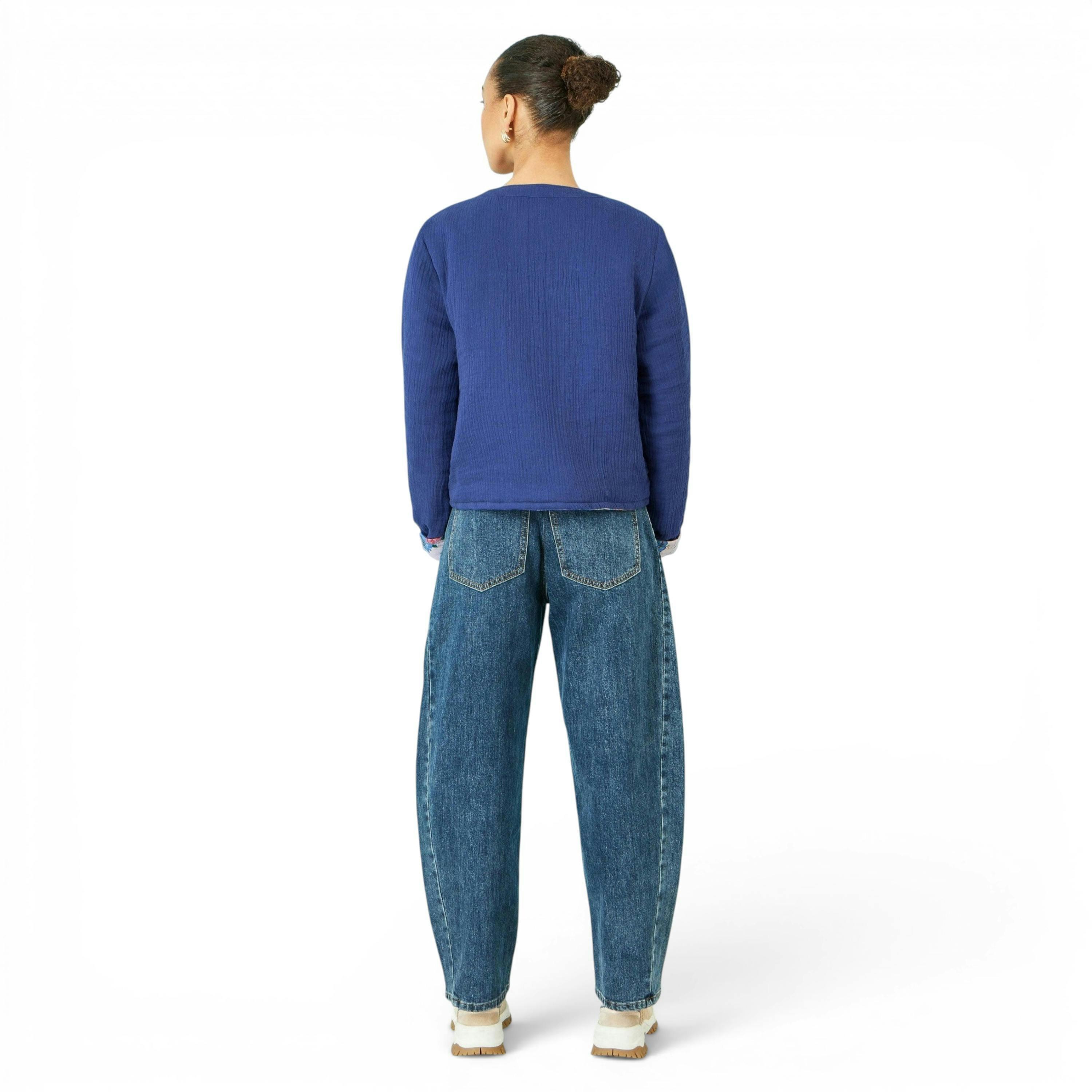 Yumi Blue Floral Embroidery Cotton Jacket , view 6 of 6
