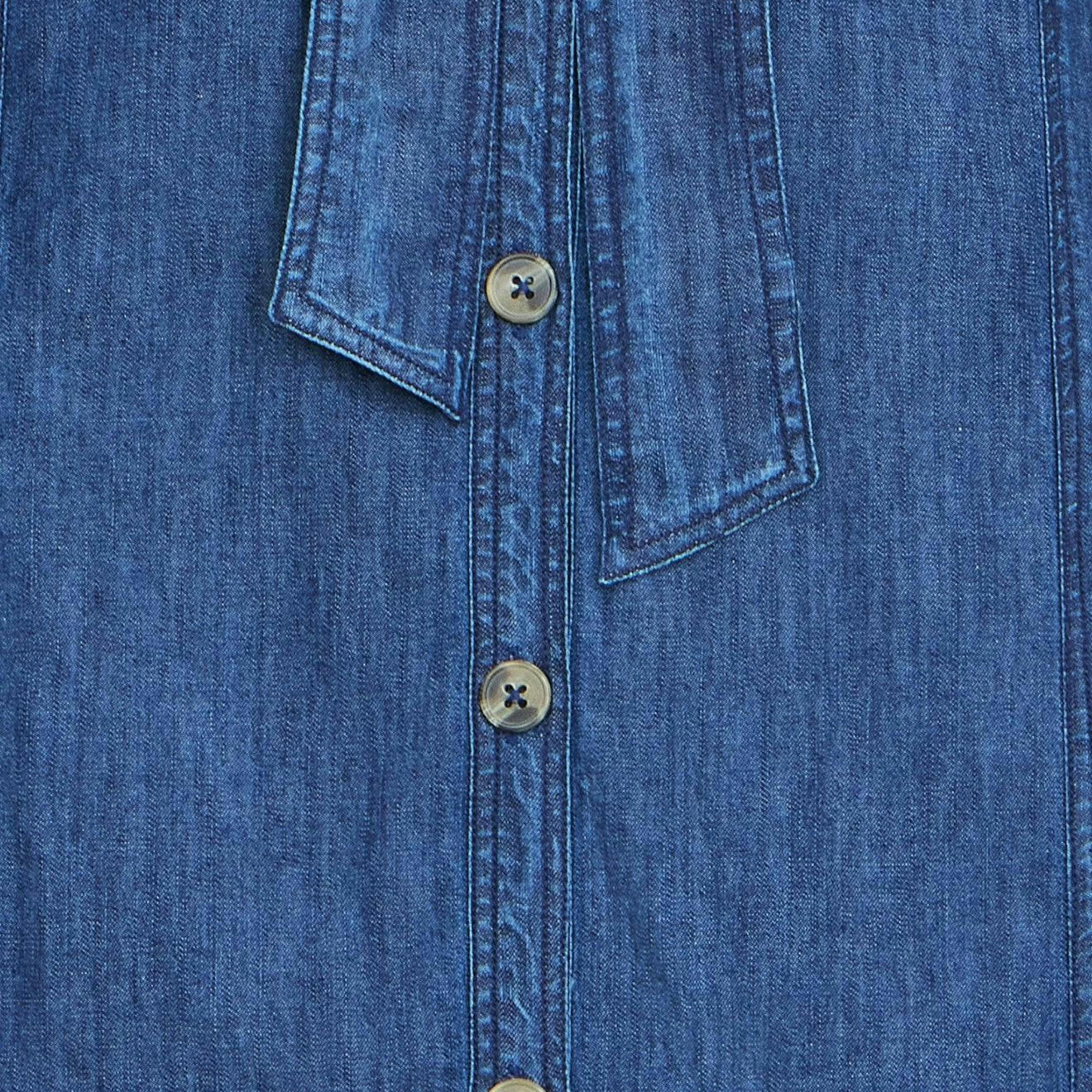 Yumi Blue Chambray Tunic With Pussy Bow Tie , view 6 of 6