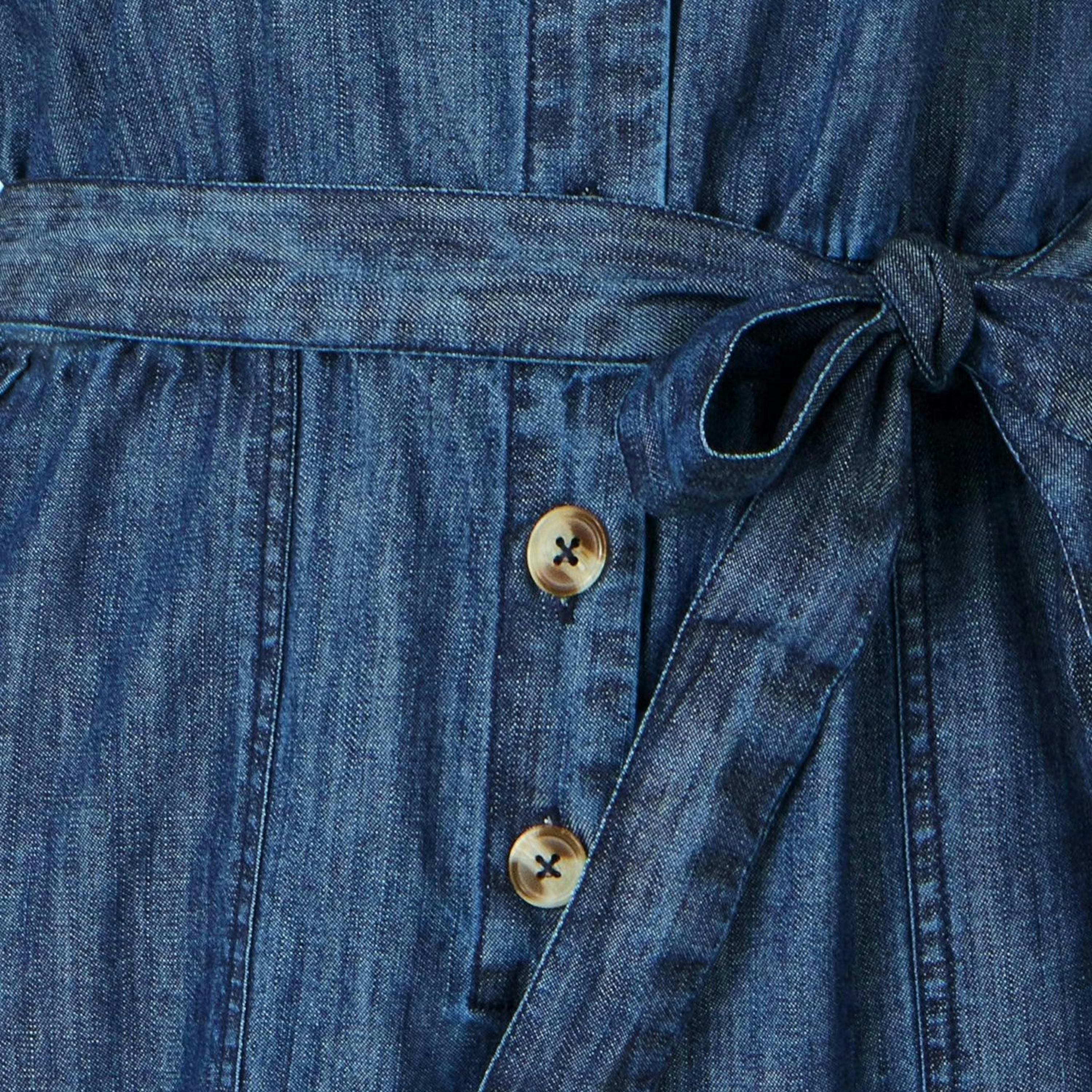Yumi Blue Chambray Button Through Jumpsuit , view 6 of 6