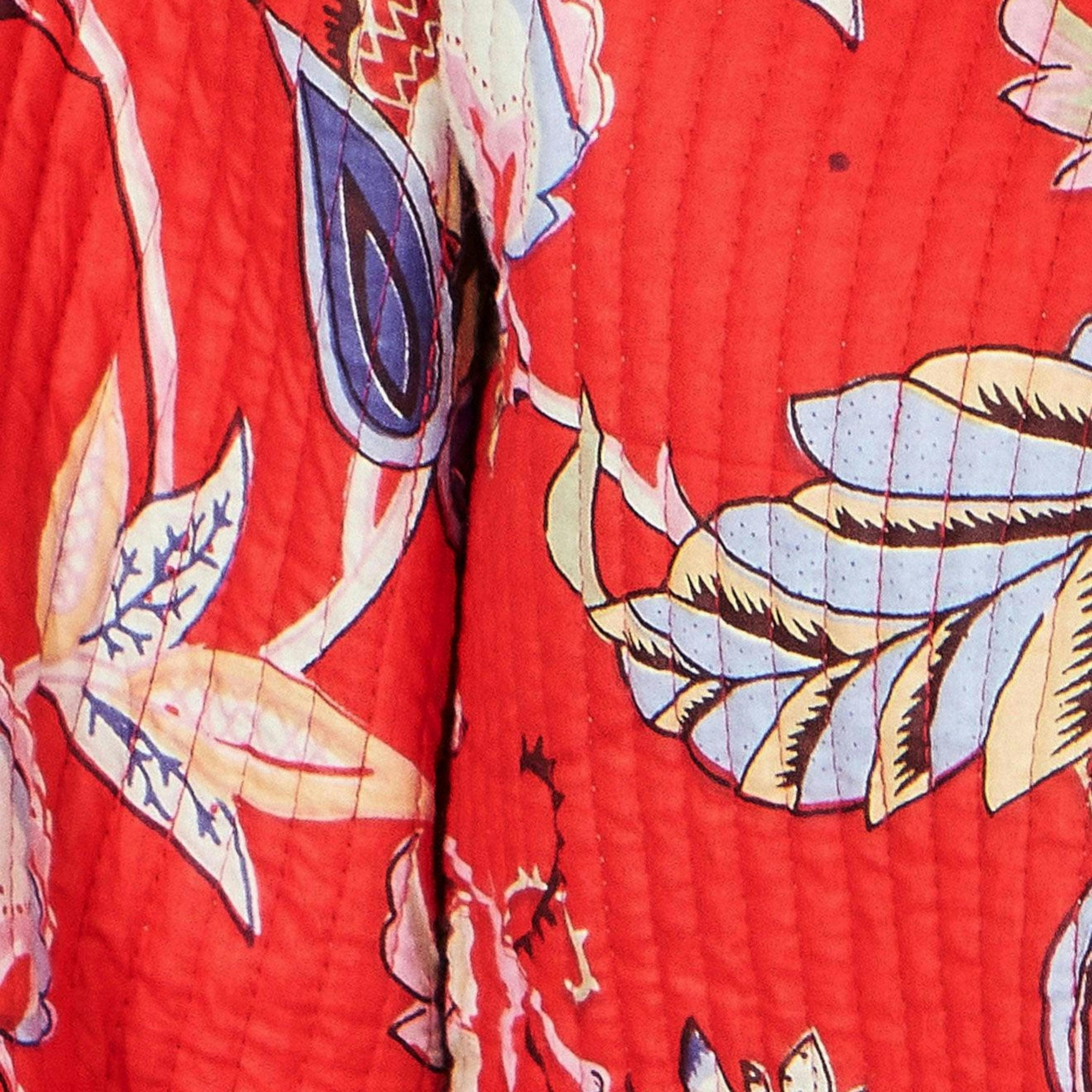 Yumi Red Boho Print Cotton Reversible Quilted Jacket , view 6 of 6