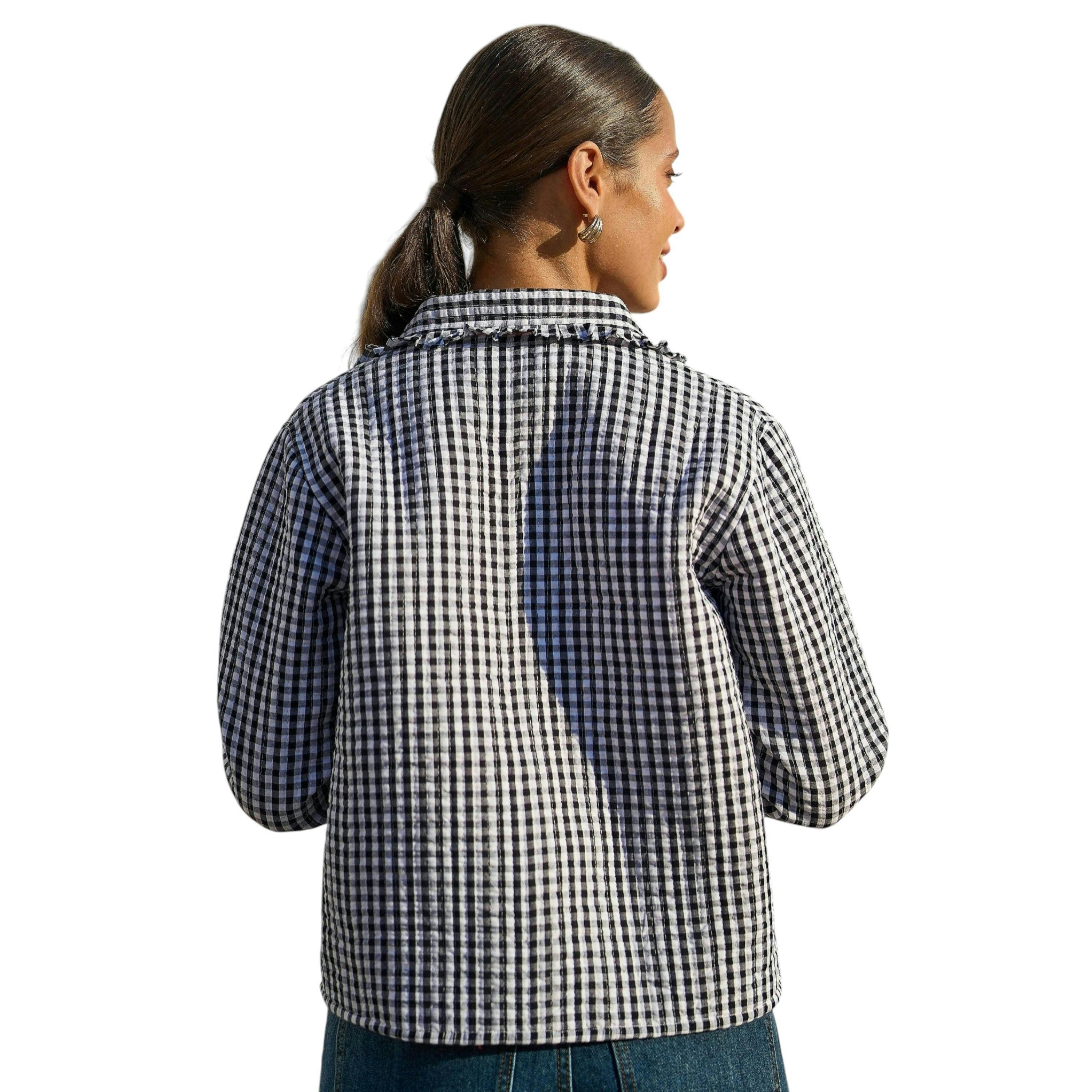 Yumi Black Gingham Frill Collar Jacket , view 4 of 6
