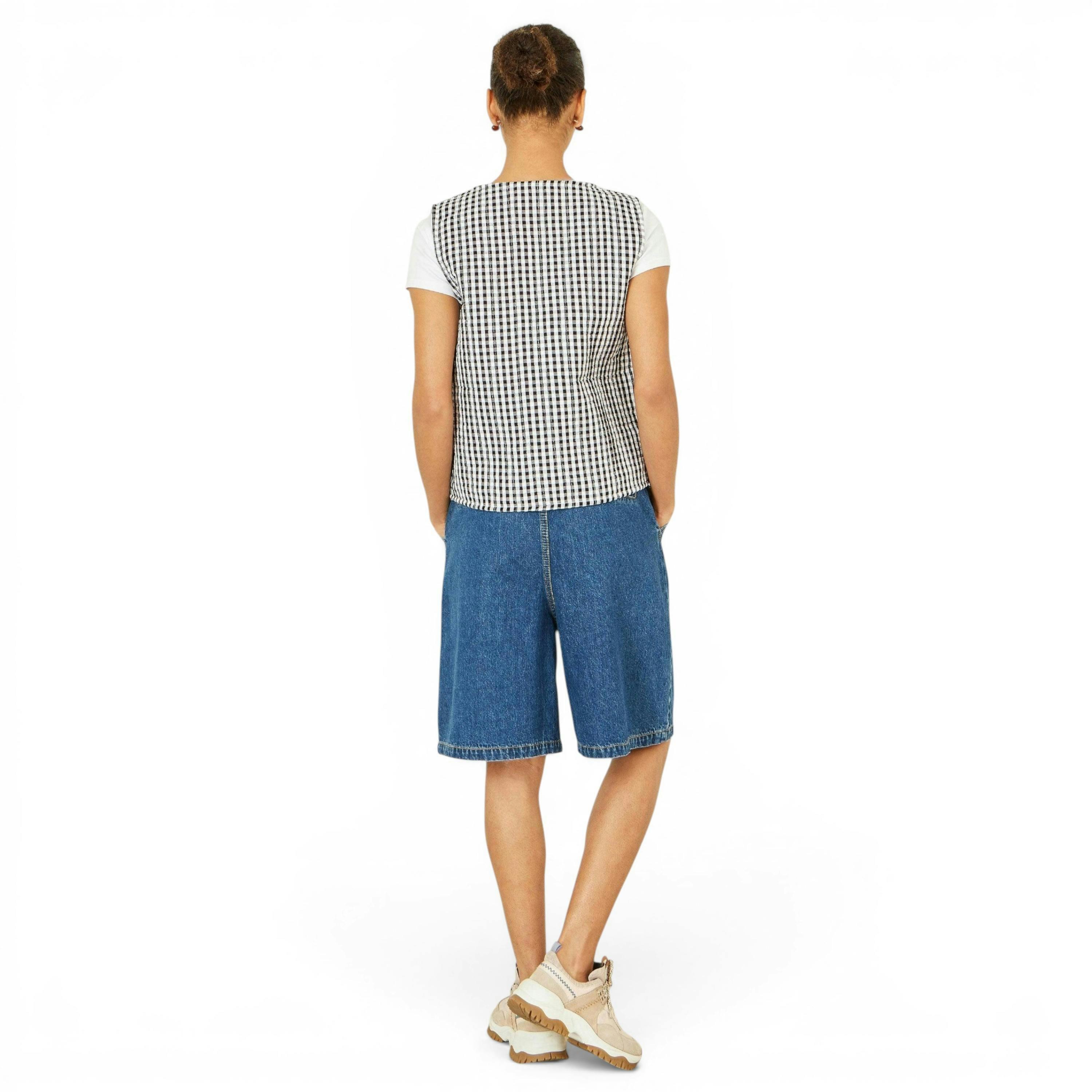 Yumi Black Gingham Reversible Cotton Tie Waistcoat , view 4 of 6