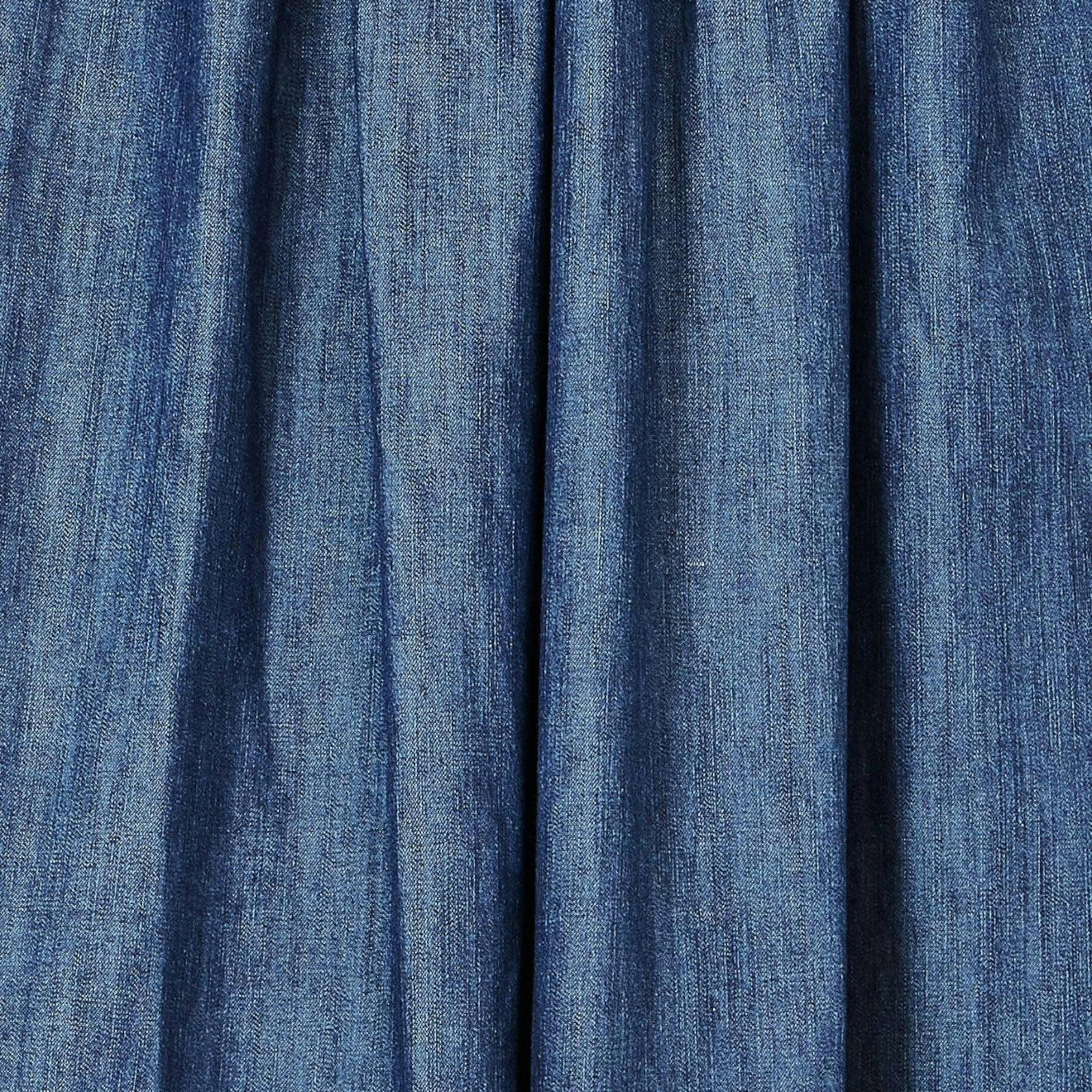 Yumi Blue Denim Chambray Gathered Midi Skirt , view 5 of 5
