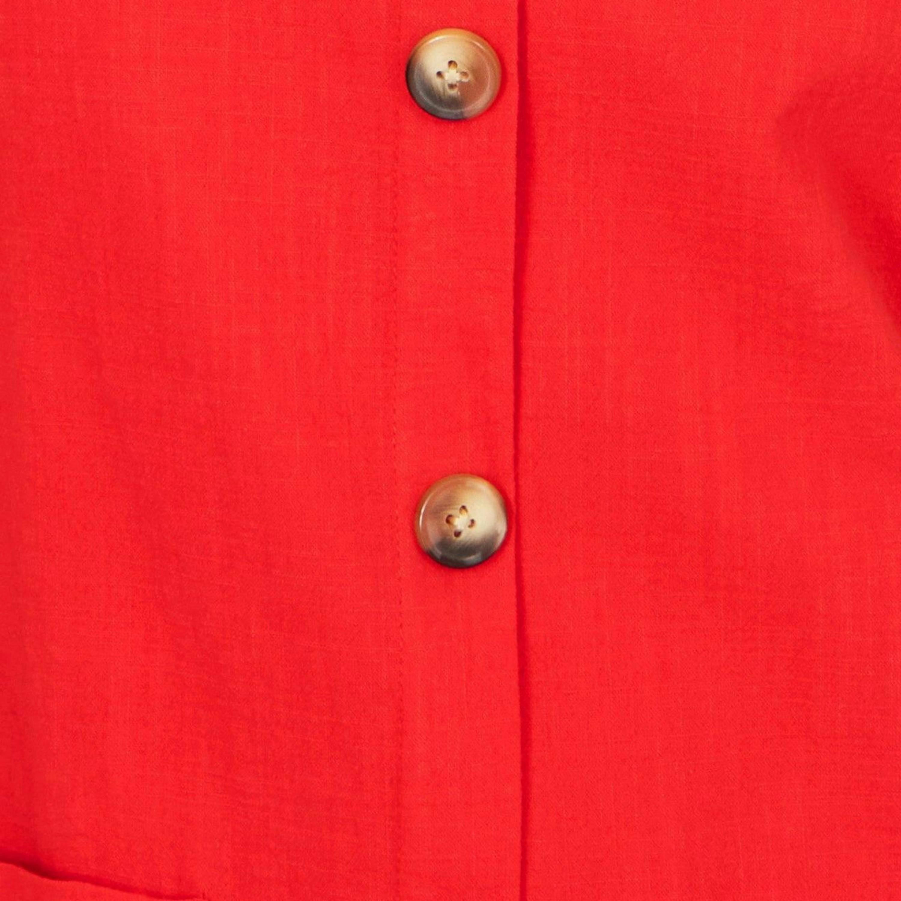 Yumi Red Viscose Button Detail Shift Dress , view 6 of 6