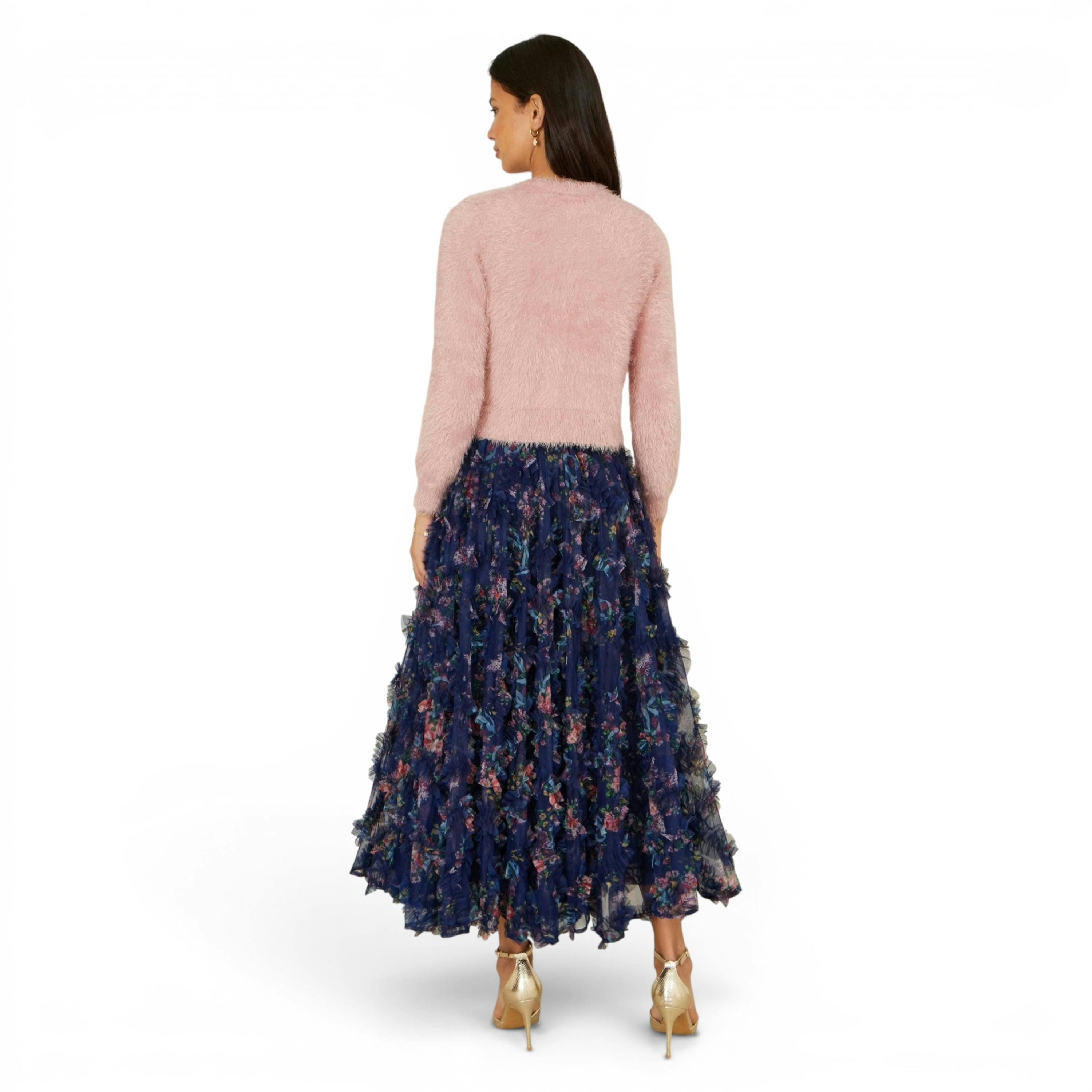 Yumi Pink Eyelash Knit Cropped Cardigan , view 4 of 5