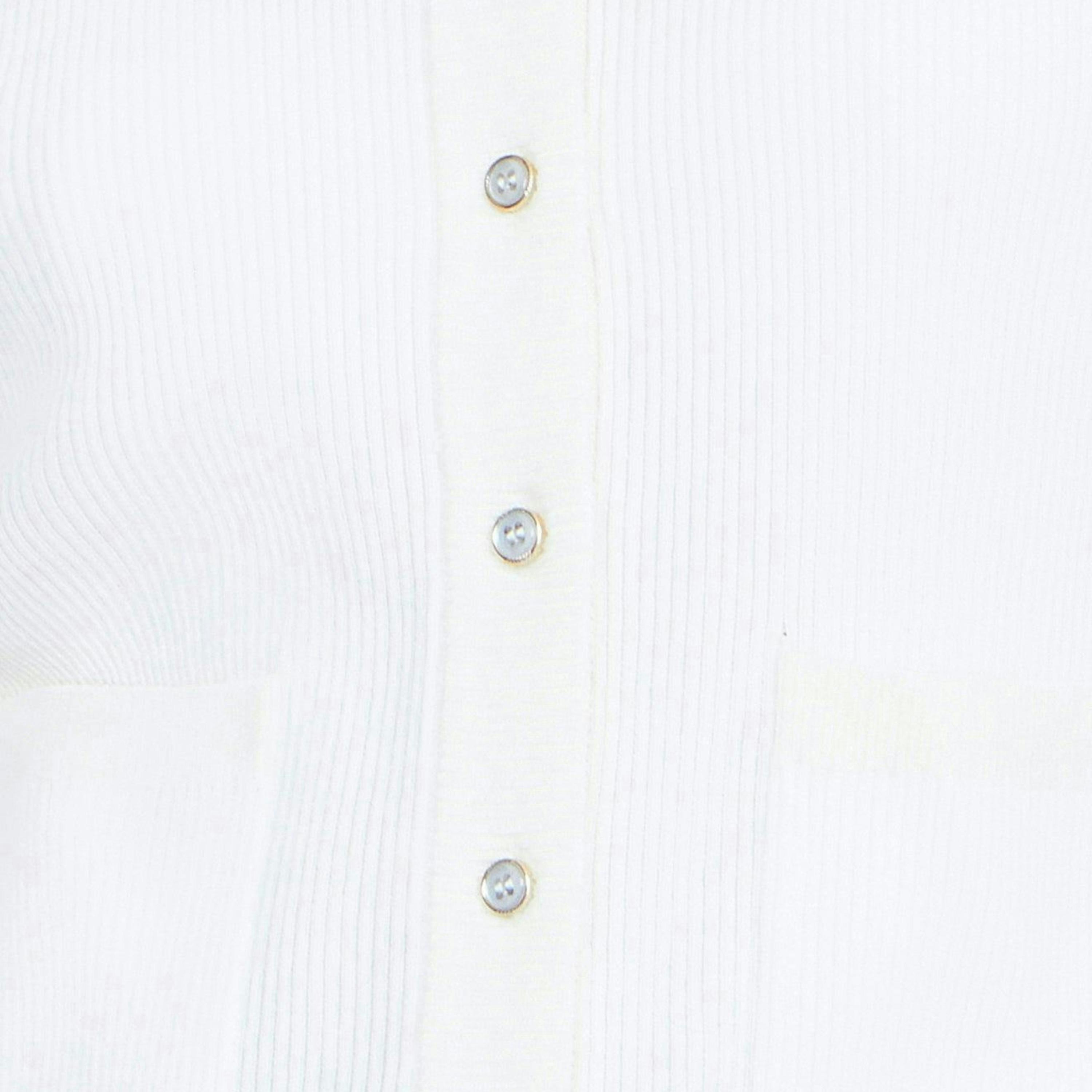 Yumi Ivory Ribbed Collar Button Up Cardigan , view 6 of 6