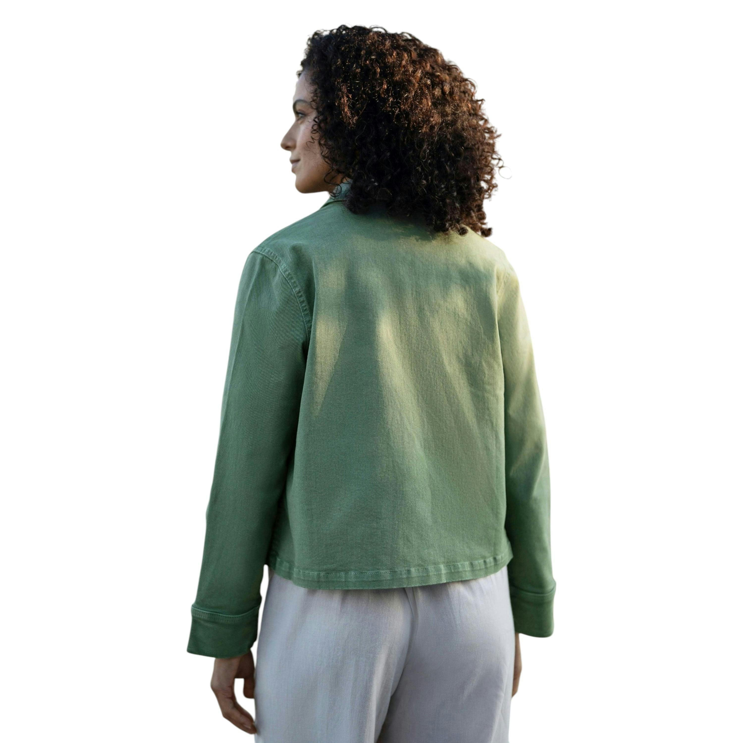 Yumi Green Canvas Jacket With Patch Pockets , view 4 of 5