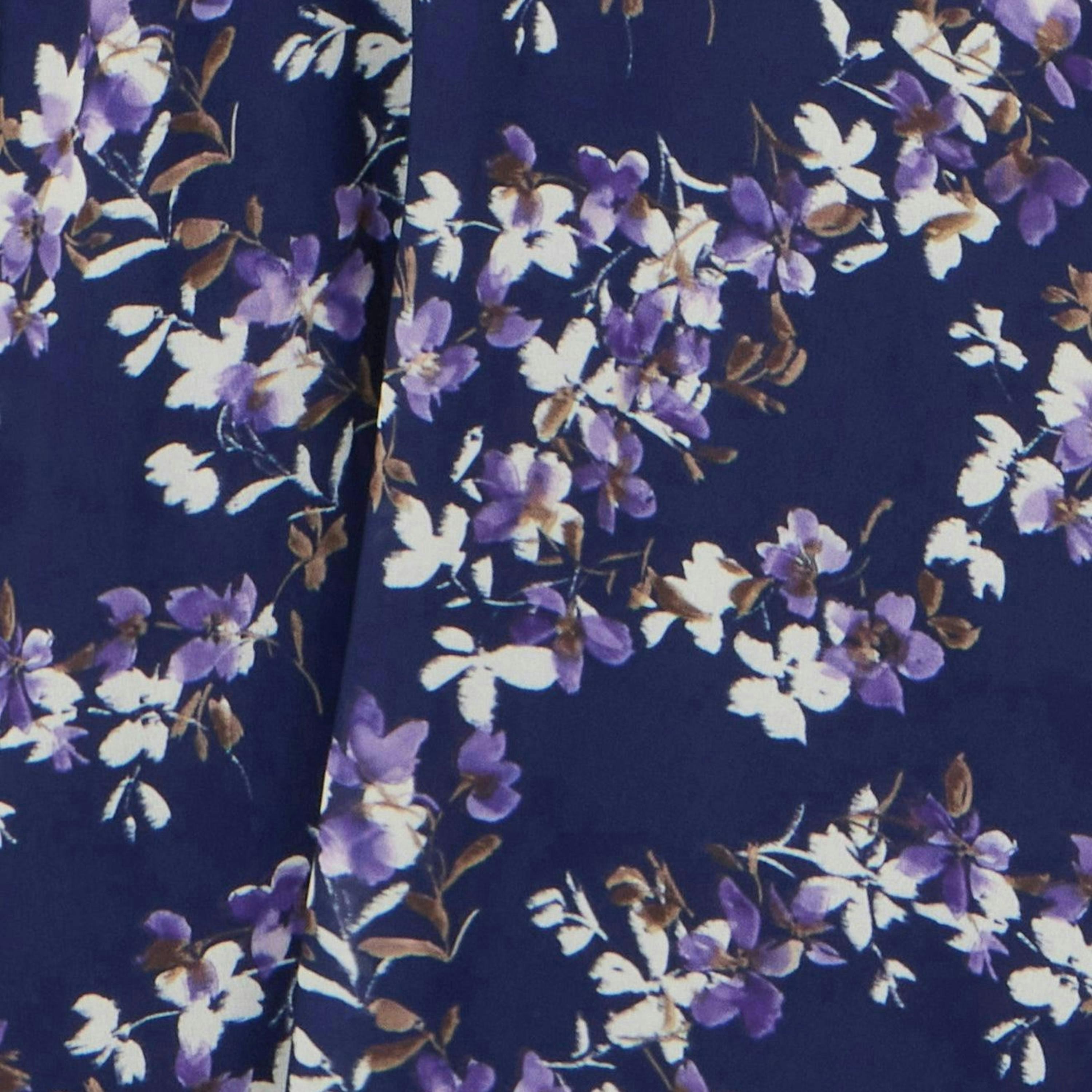 Yumi Navy Blossom Print Midi Skater Dress With Angel Sleeves , view 6 of 6