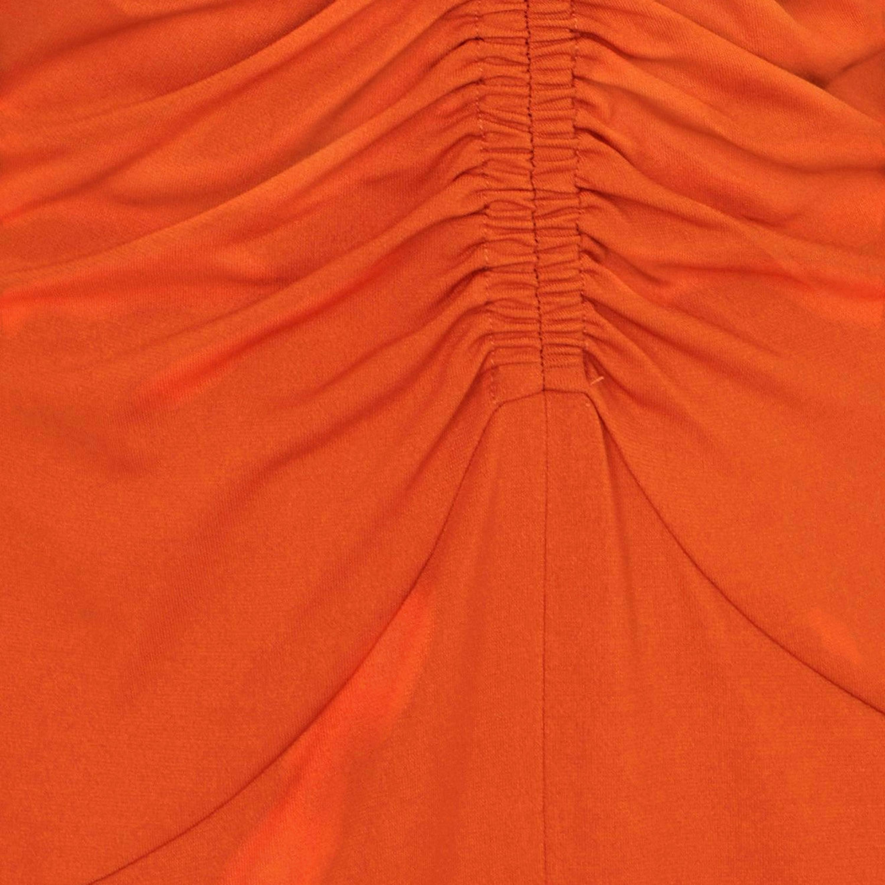 Yumi Orange Ruched Front Stretch Midi Dress , view 6 of 6