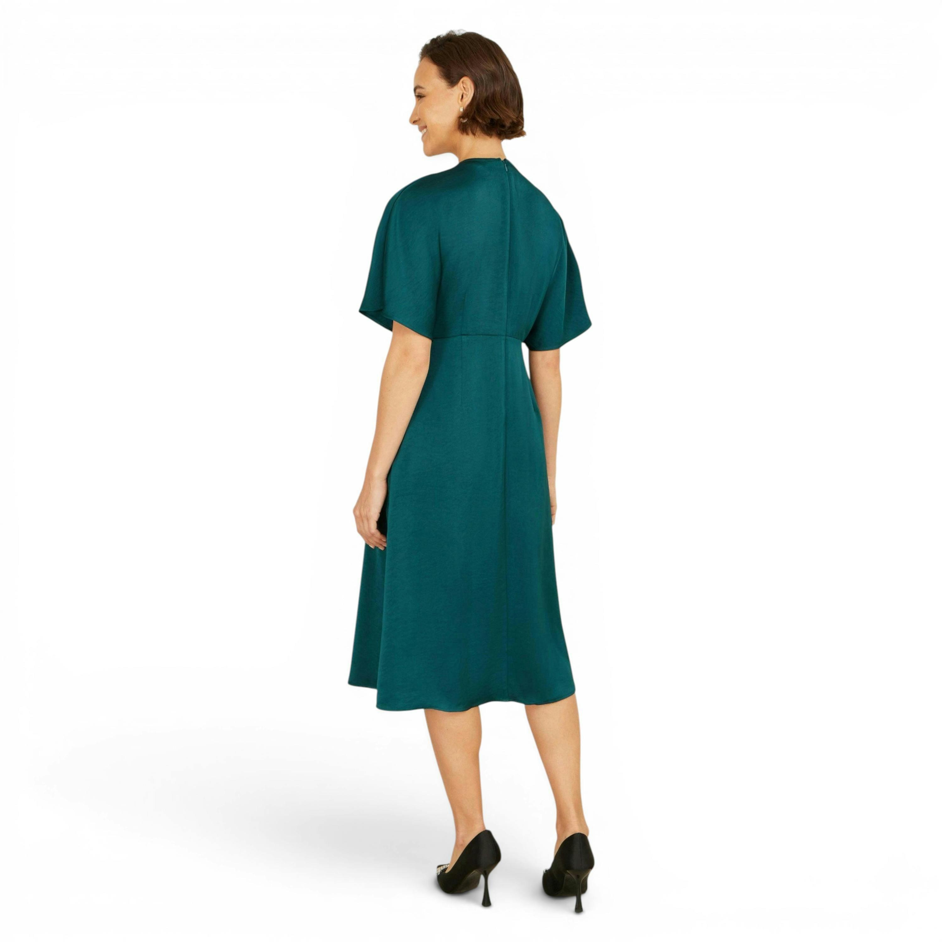 Yumi Green Satin Midi Kimono Dress , view 4 of 5