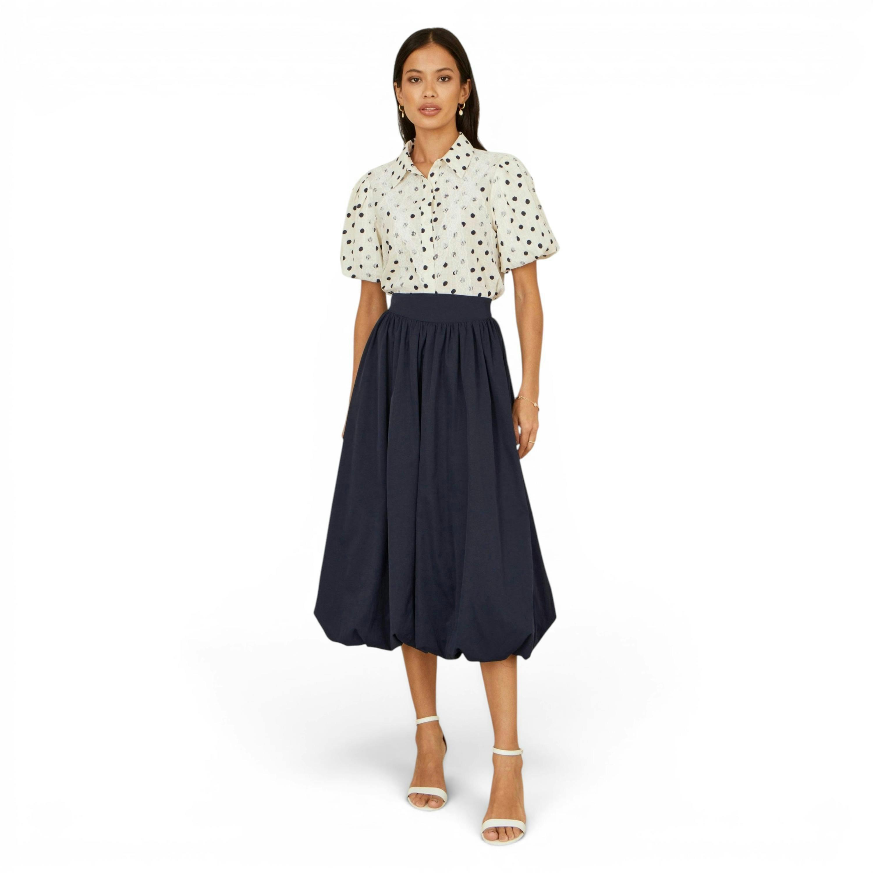 Yumi White Polka Dot Lace Boxy Shirt , view 3 of 6