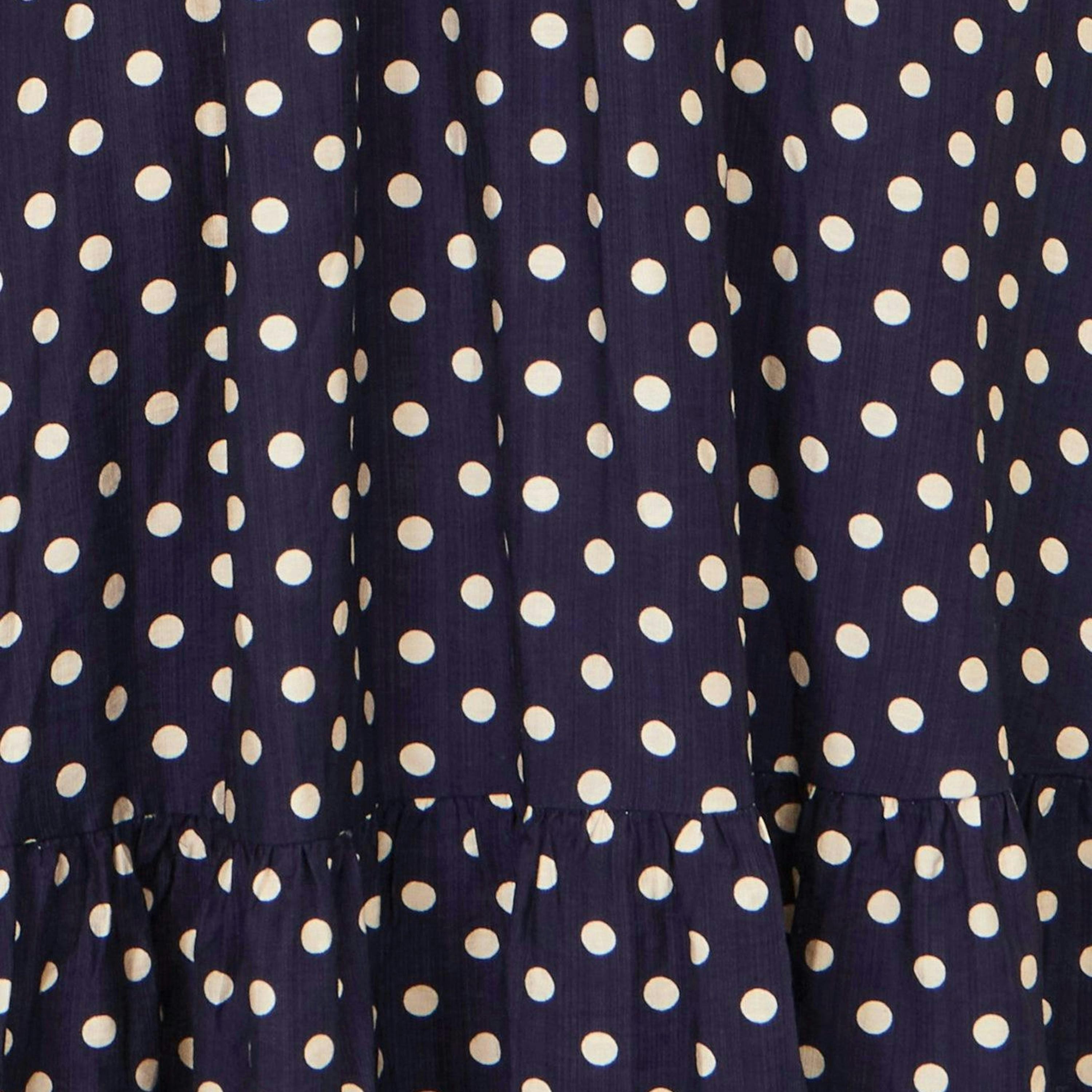 Yumi Navy Spot Ruched Waist Midi Dress , view 6 of 6