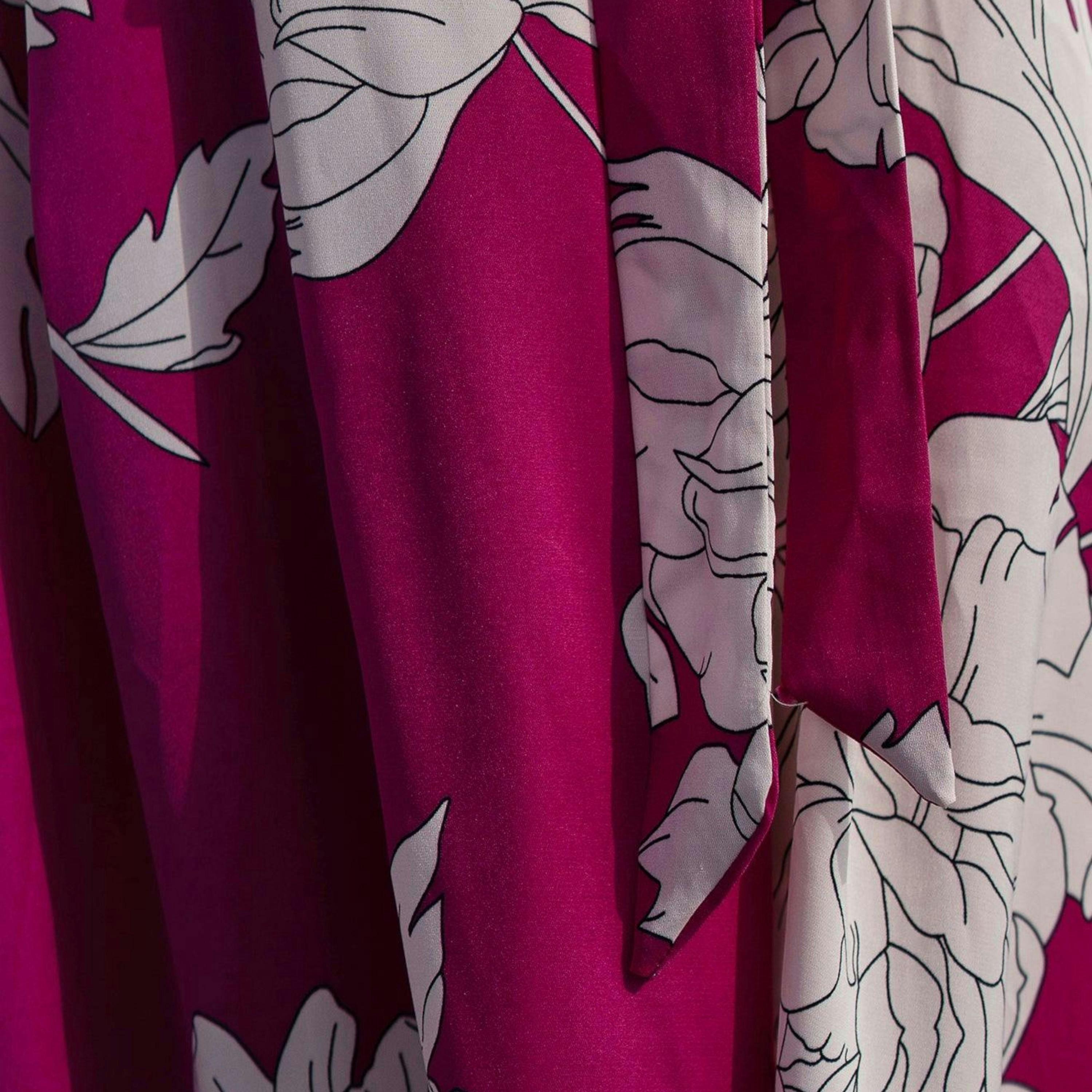 Pink Blossom Print Wrap Dress With Dipped Hem , view 6 of 6