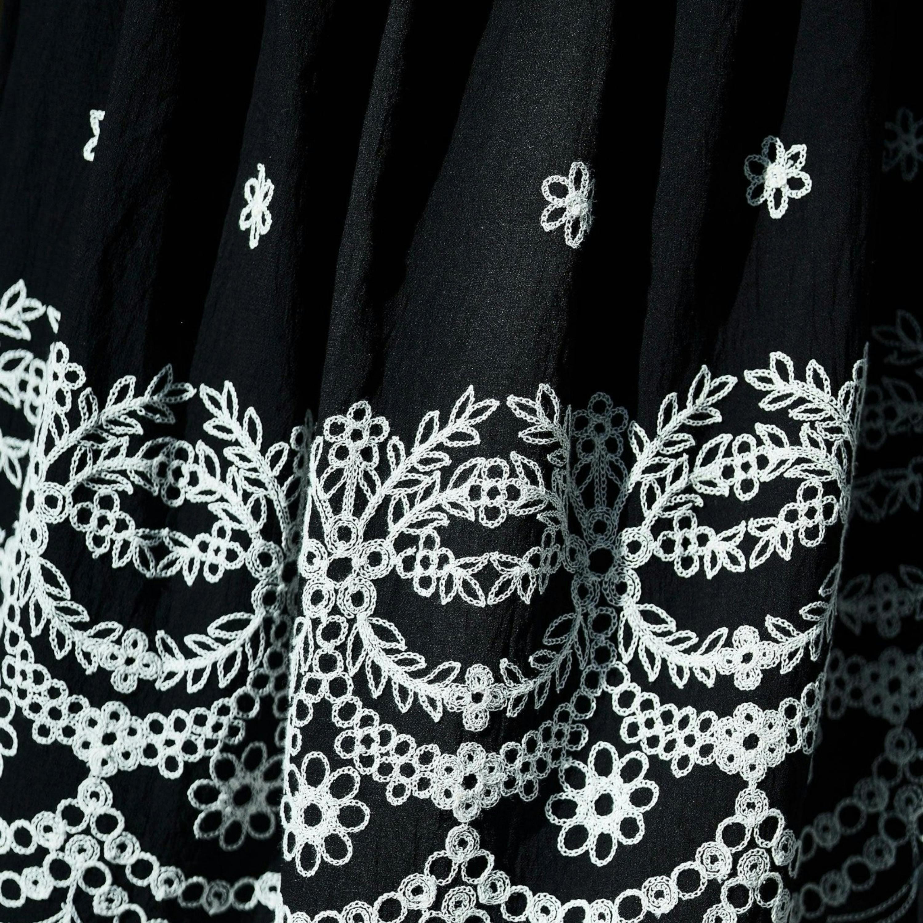 Yumi Black Embroidered Midi Skirt , view 4 of 6