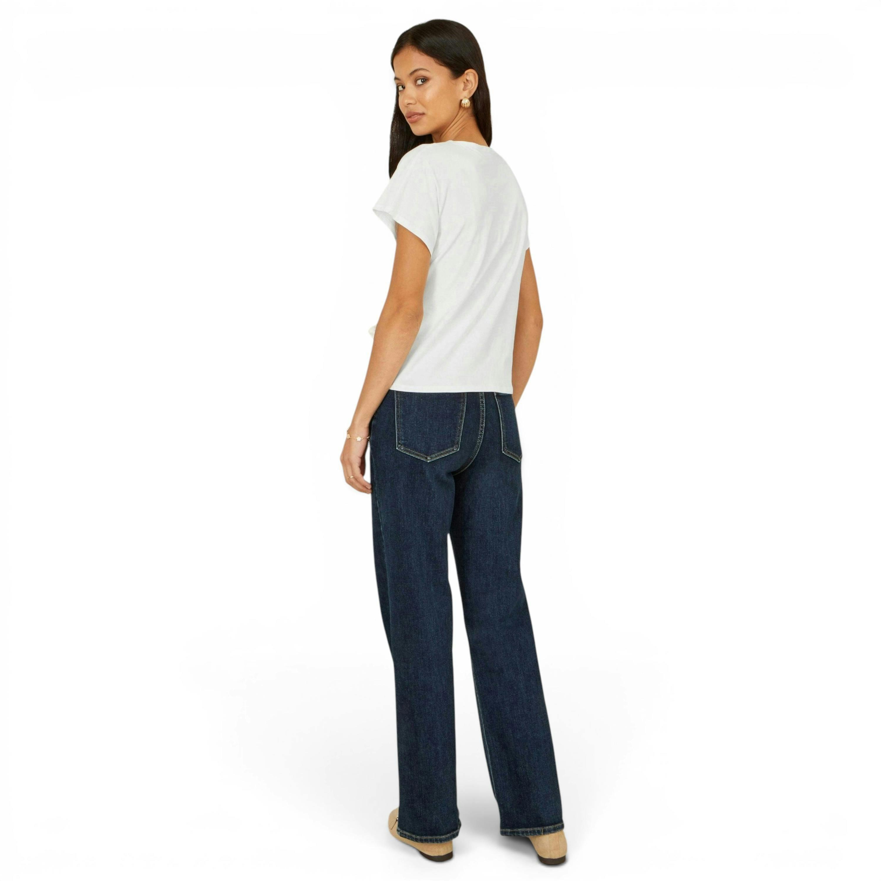 Yumi White Cotton Jersey Top With Knot Detail , view 4 of 5