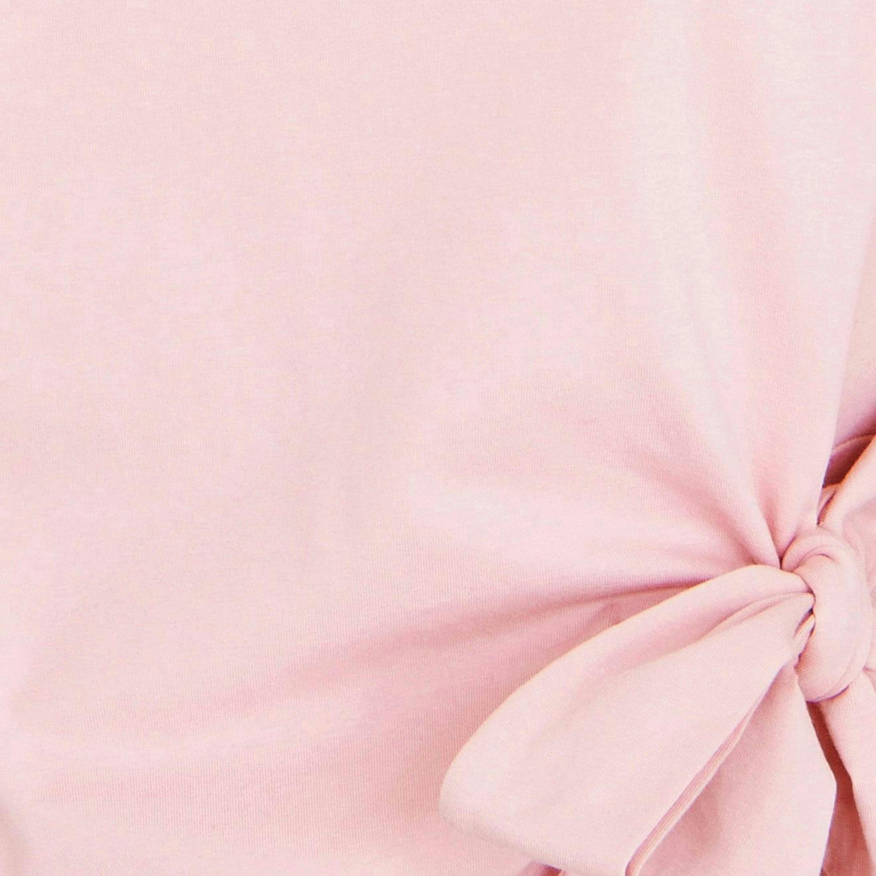 Yumi Pink Cotton Jersey Top With Knot Detail , view 6 of 6
