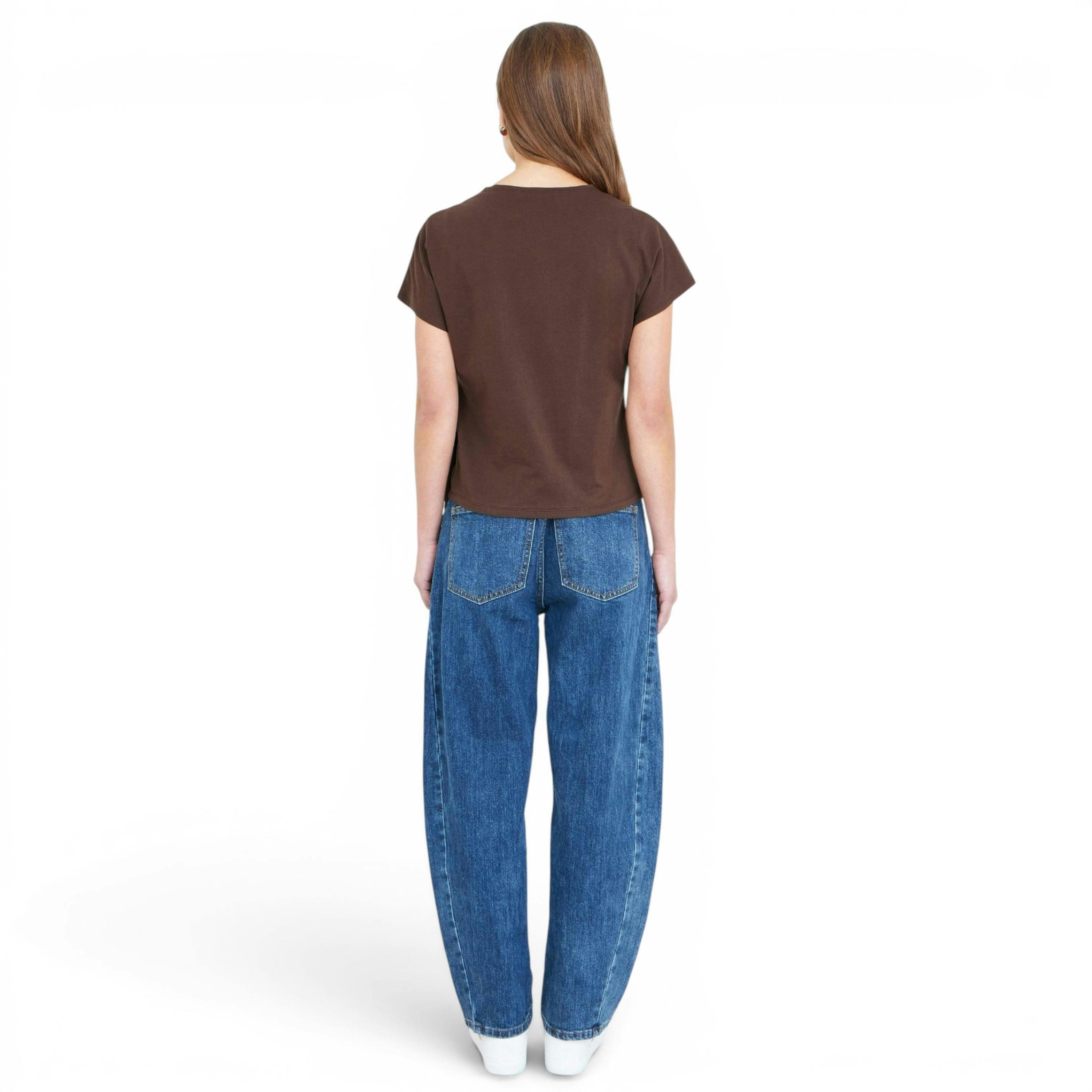 Yumi Brown Cotton Jersey Top With Knot Detail , view 4 of 6
