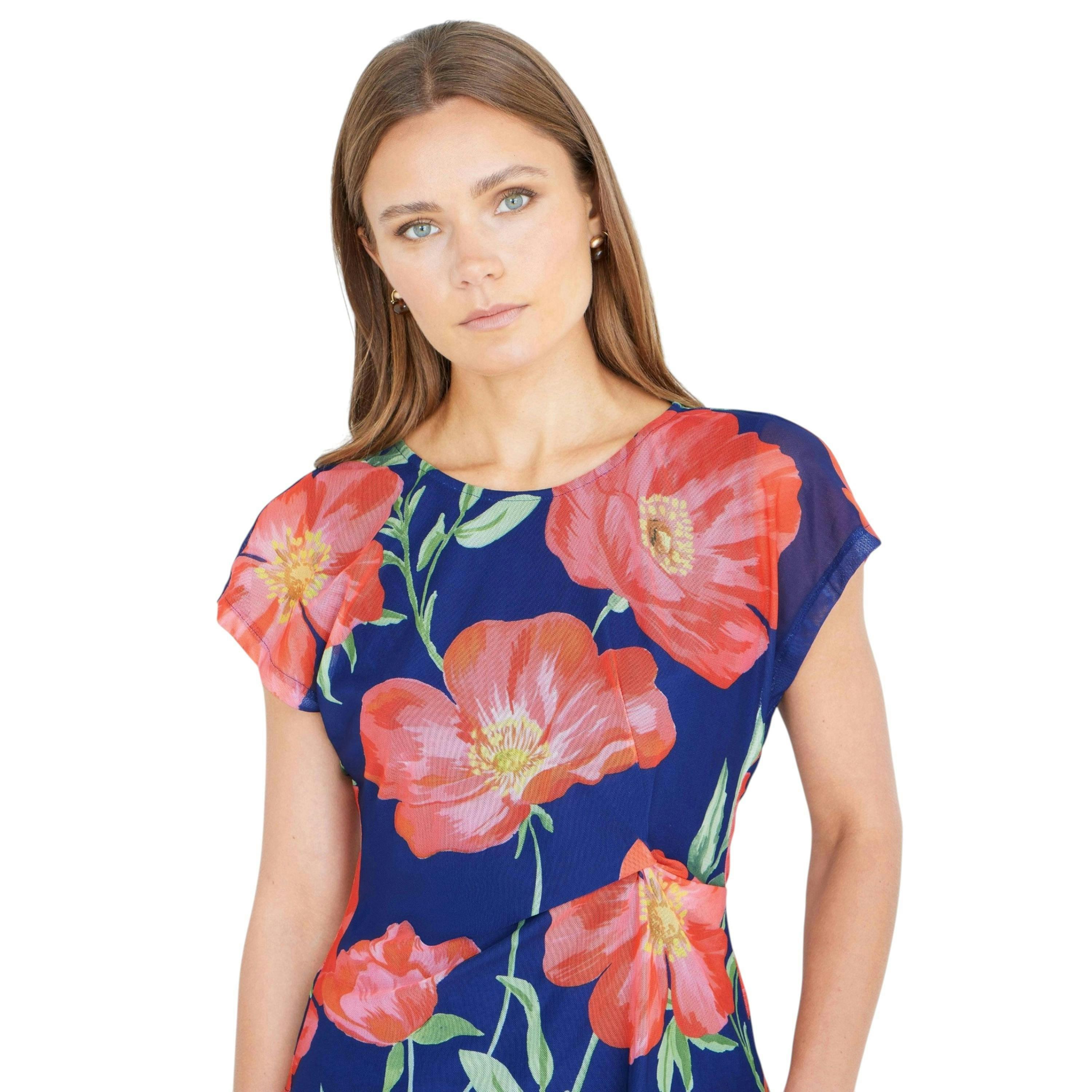 Yumi Navy Poppy Mesh Top , view 2 of 6