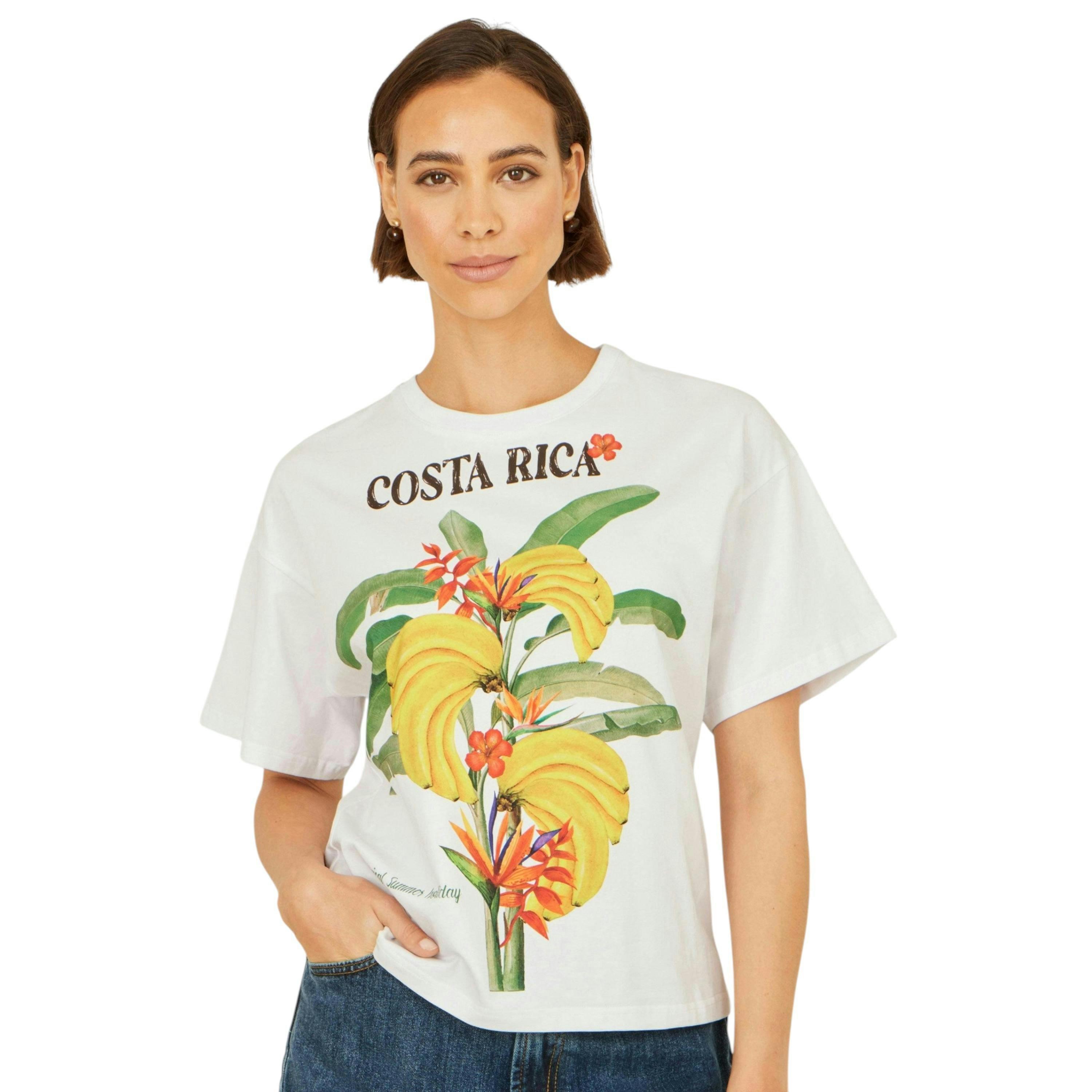 Yumi White Costa Rica Cotton T Shirt , view 1 of 6