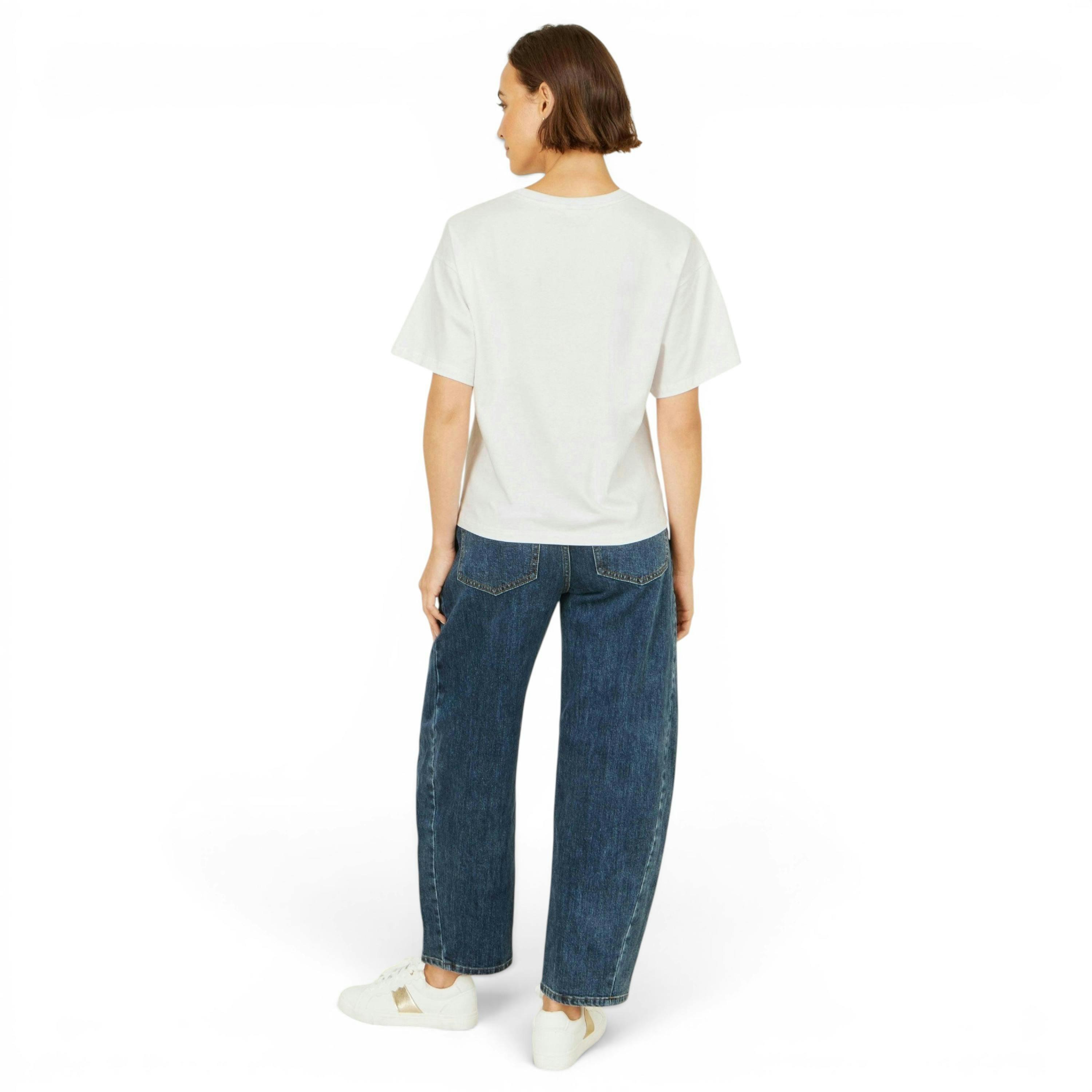 Yumi White Retro Relaxed Flamingo Cotton T Shirt , view 3 of 5